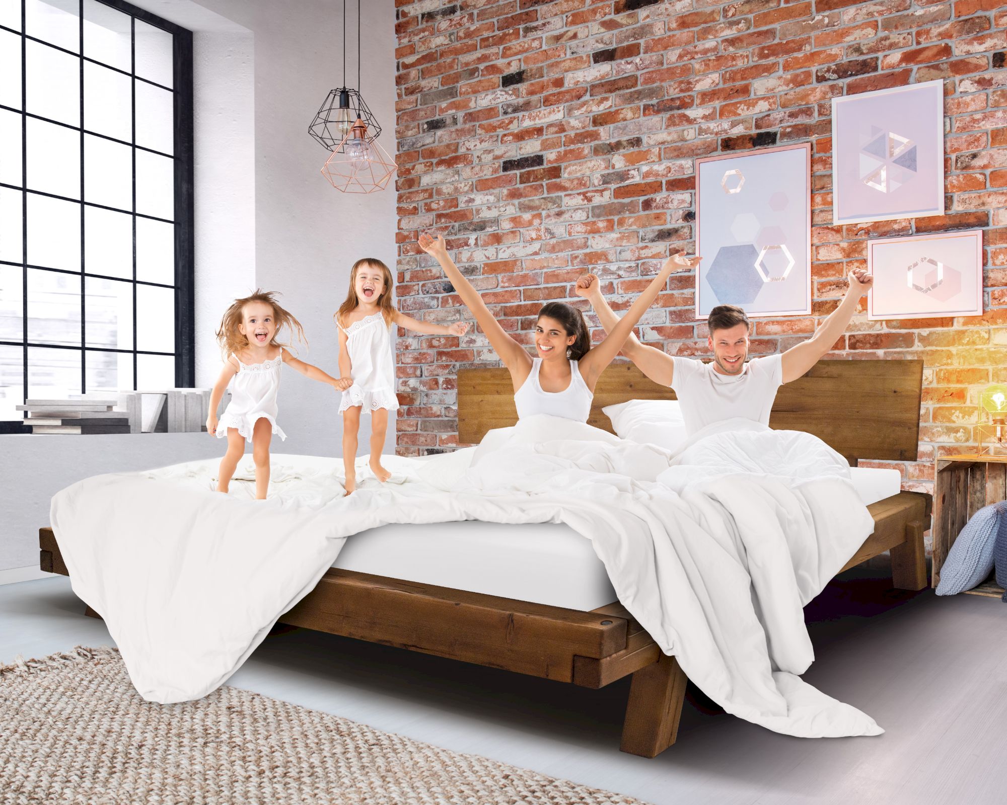 Massivholz »La Familia« Familienbalkenbett 240x200 cm