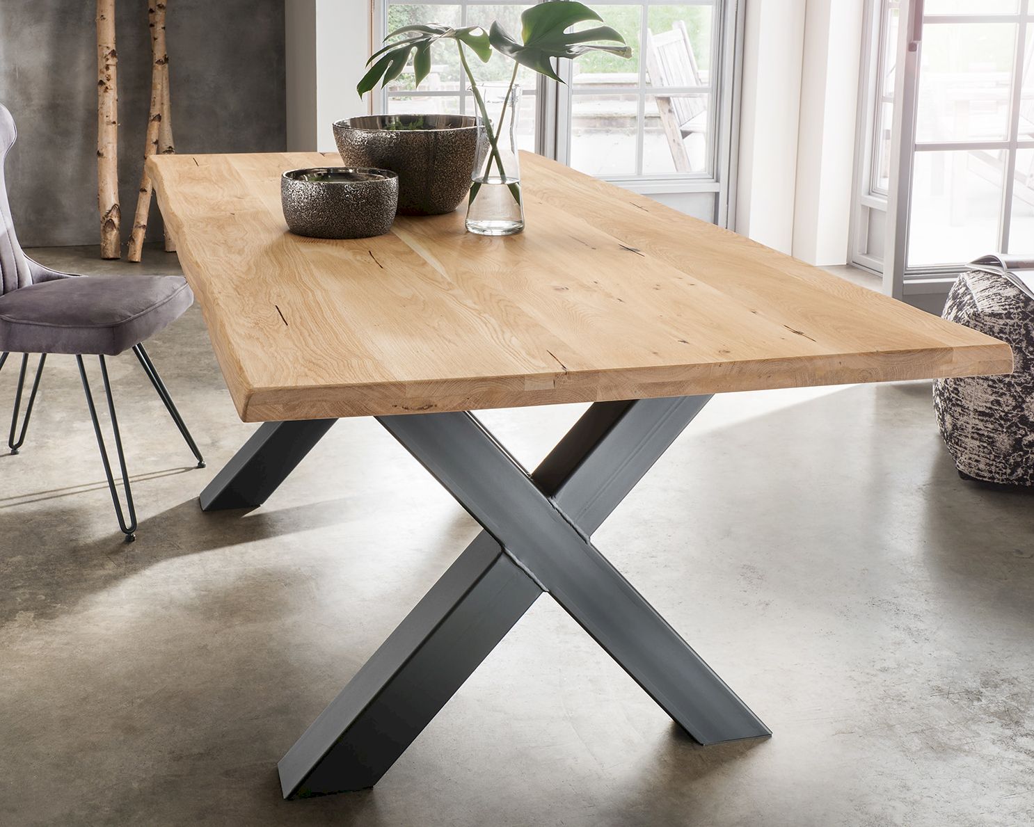 Massivholz »Monaco« Tabula Rasa Esstisch 4 cm / voll massiv / Wildeiche natur / 180x90 cm
