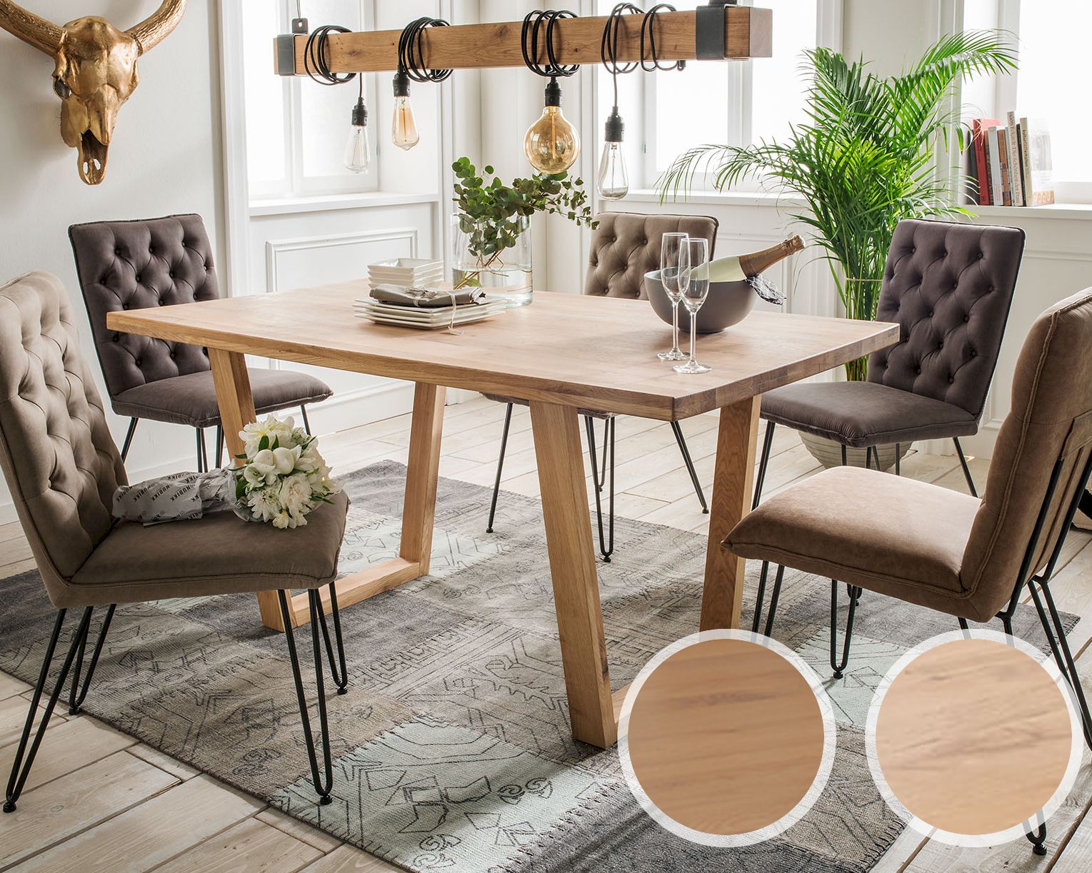 Massivholz »Oslo« Esstisch Cheek Wildeiche White-wash / 200x100 cm