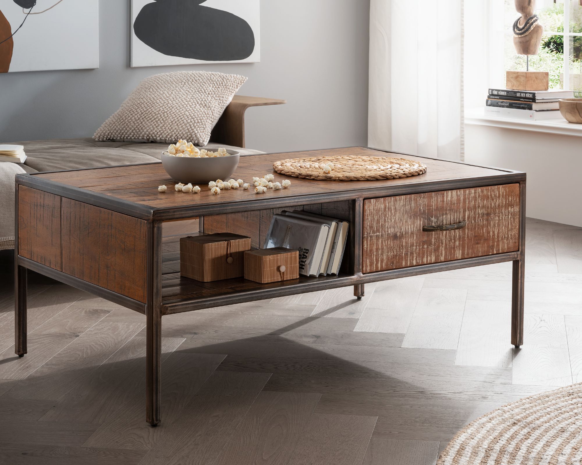Massivholz »Priya 2« Unikat Couchtisch multifarbig