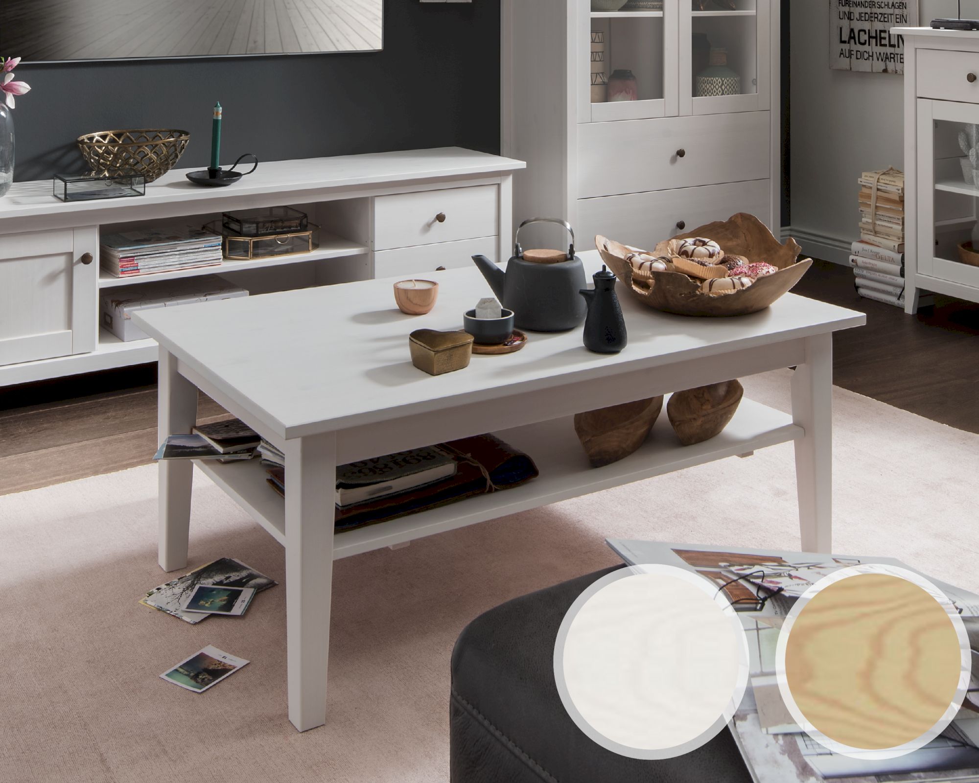Massivholz »Solvita« Couchtisch Kiefer weiß