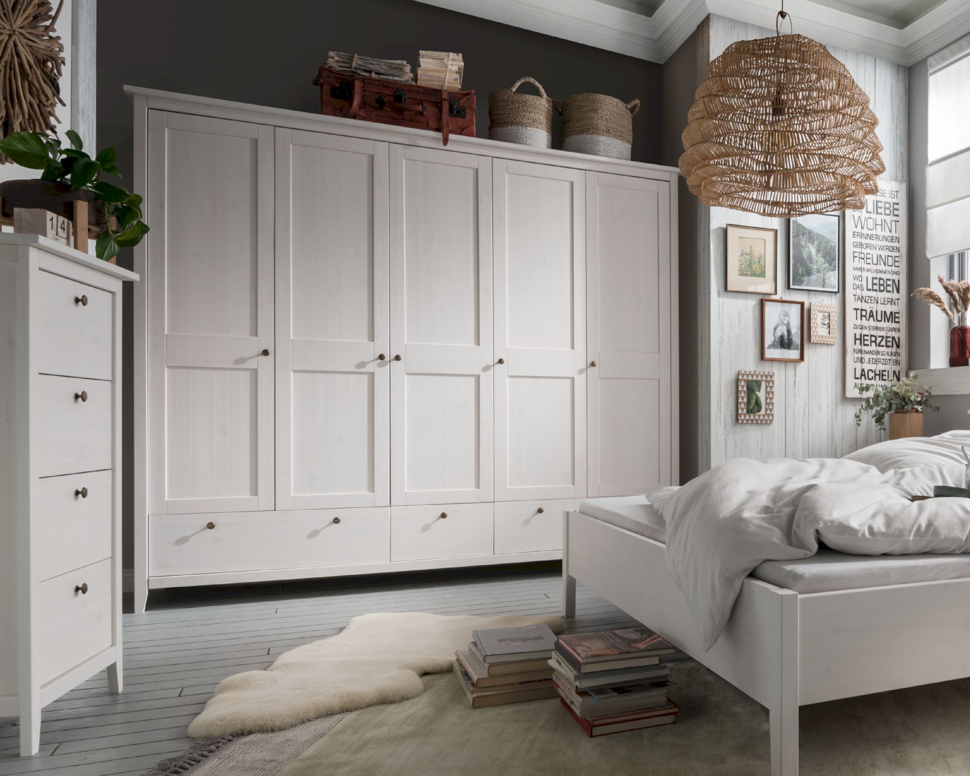 massivholz kleiderschrank »solvita« 5-türig • jetzt kaufen!