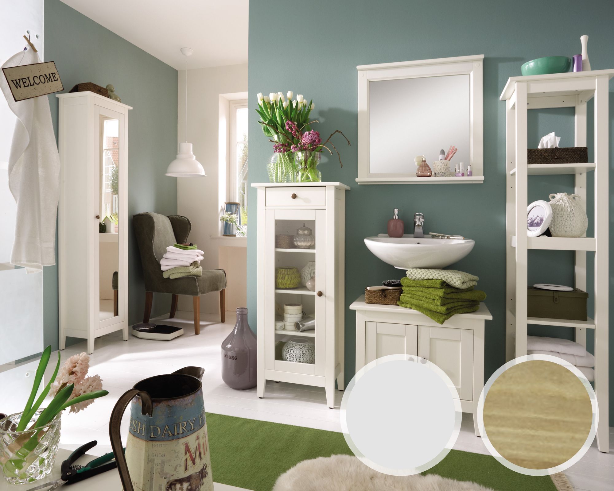 Massivholz »Splash« Badezimmer Kommode weiss lasiert