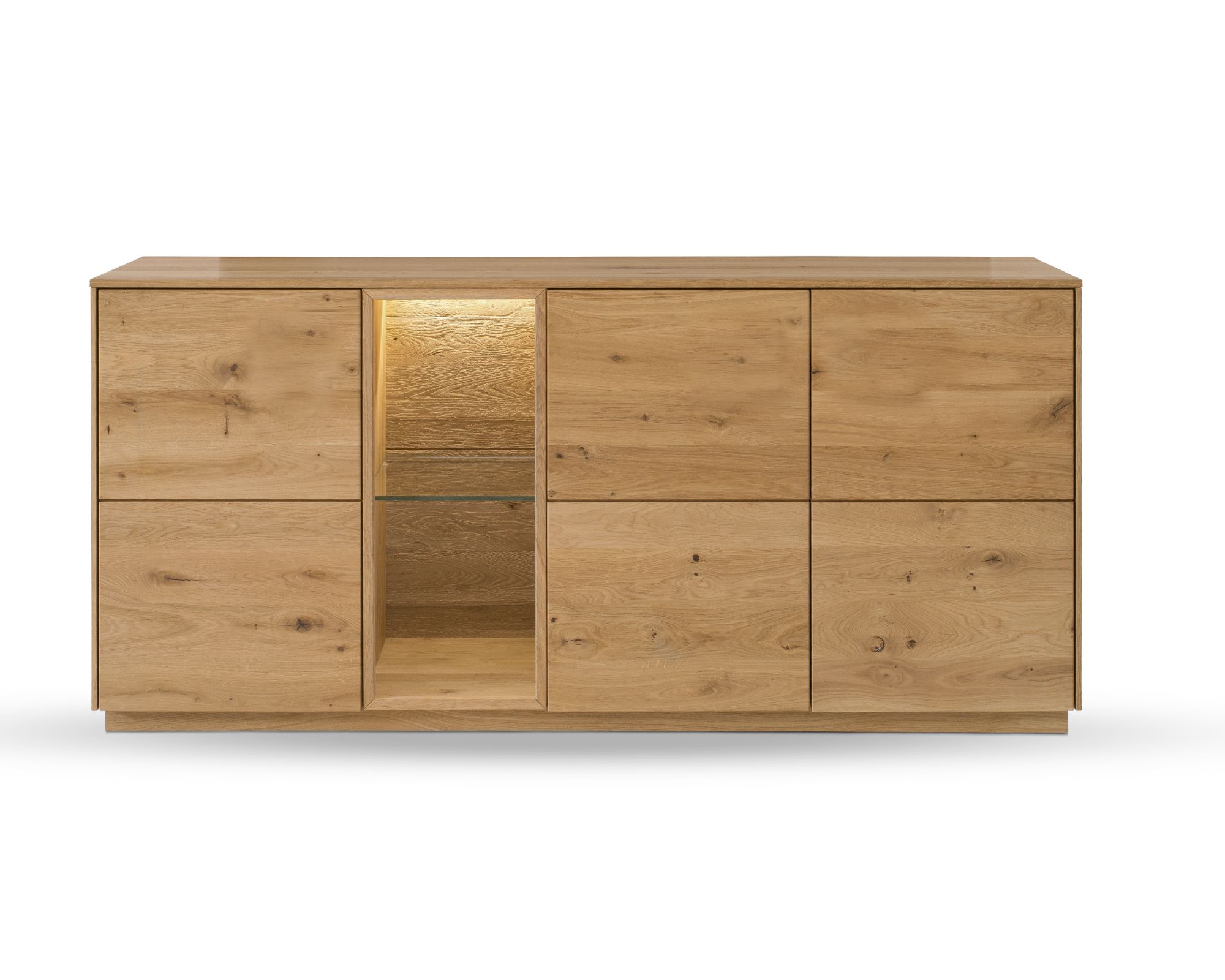 Massivholz »St. Gallen« Sideboard groß bianco geölt / mit Beleuchtung