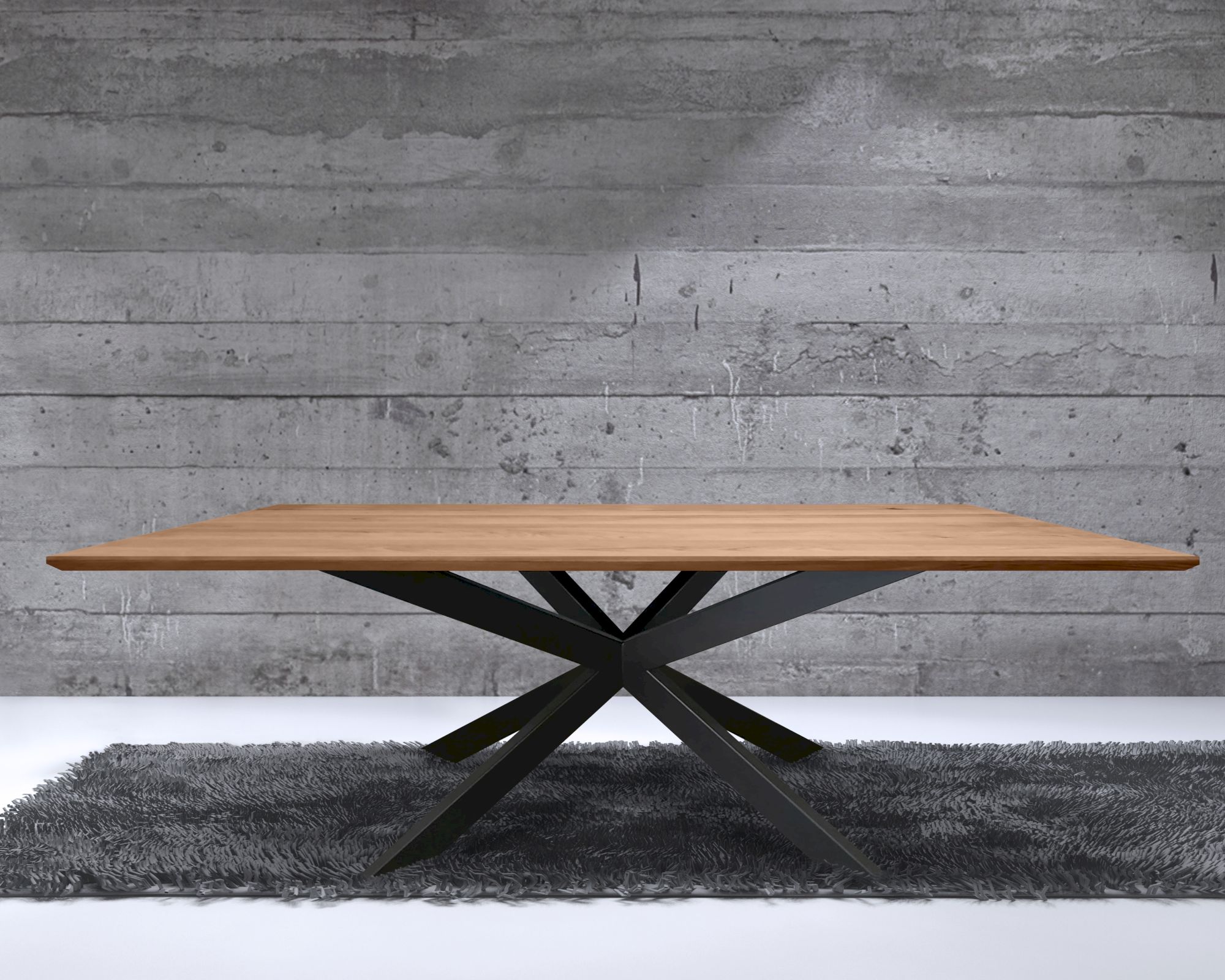 Massivholz »Star-Loft« Esstisch Wildeiche 200x100 cm / Wildeiche natur / Gestell schwarz