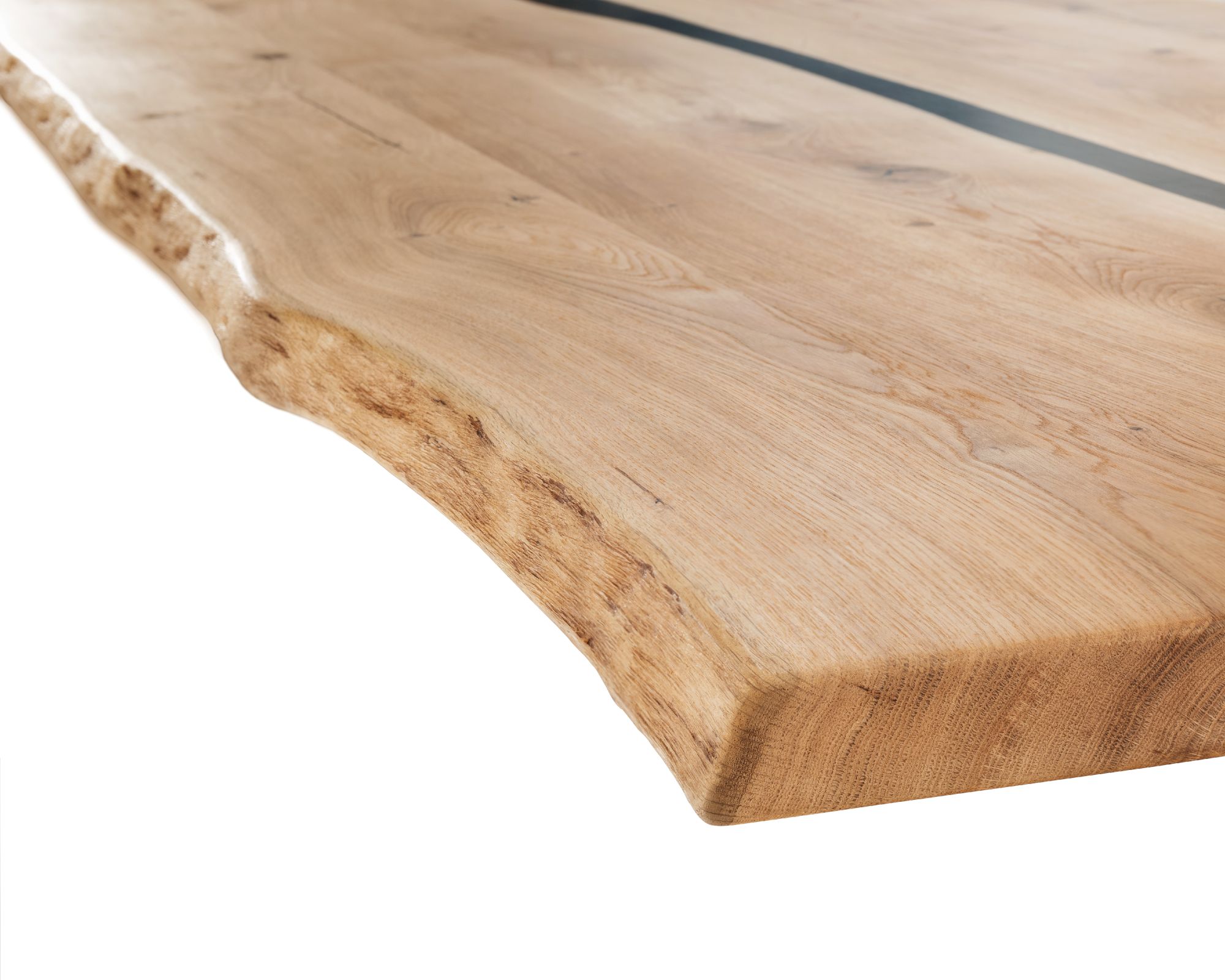 Massivholz »Tabula Rasa« Epoxid-Tischplatte Baumkante 240x100 cm / Epoxid-Harz Schwarz