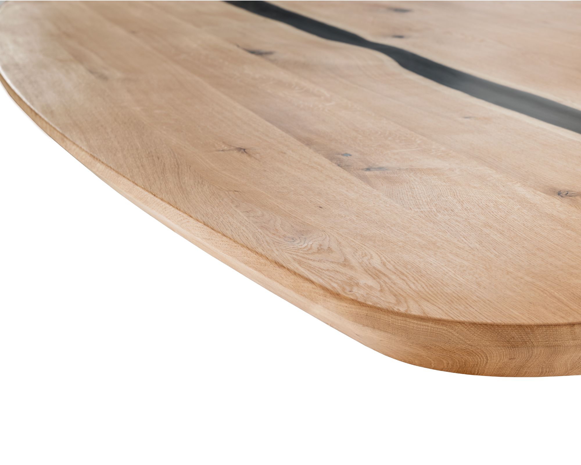 Massivholz »Tabula Rasa« Epoxid-Tischplatte oval Schweizer Kante 220x100 cm / Epoxid-Harz Transparent