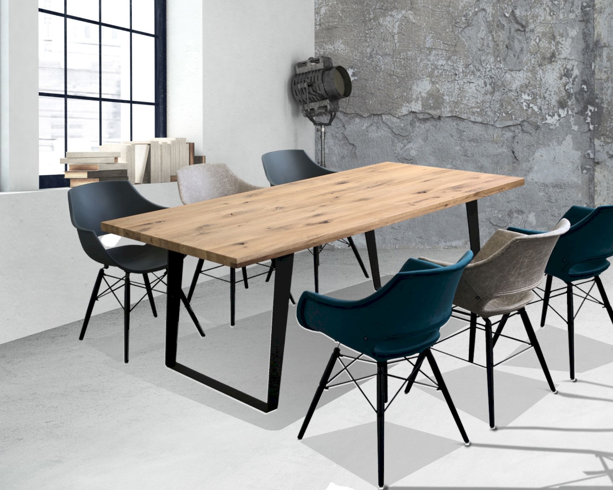 Massivholz »U-Loft« Wildeiche Esstisch 200x100 cm / weiß