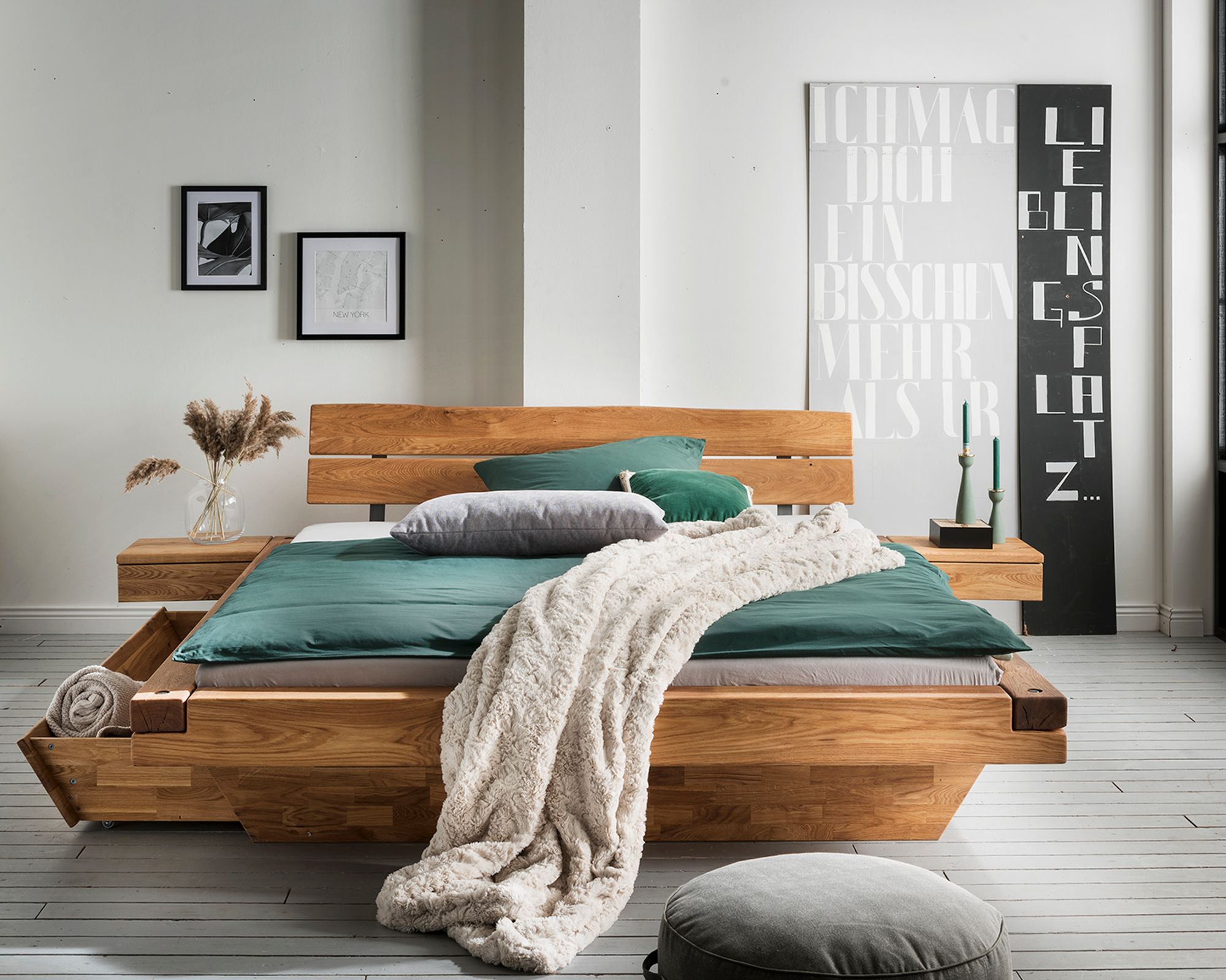 Massivholz »Vancouver 10« Schwebebalkenbett 160x210 cm