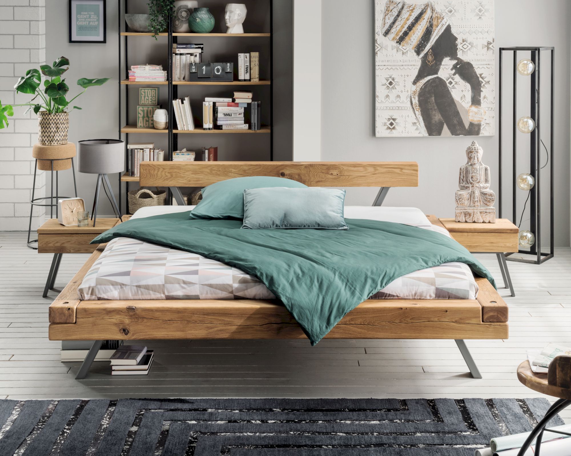 Massivholz »Vancouver 5« Wildeiche Balkenbett 180x210 cm