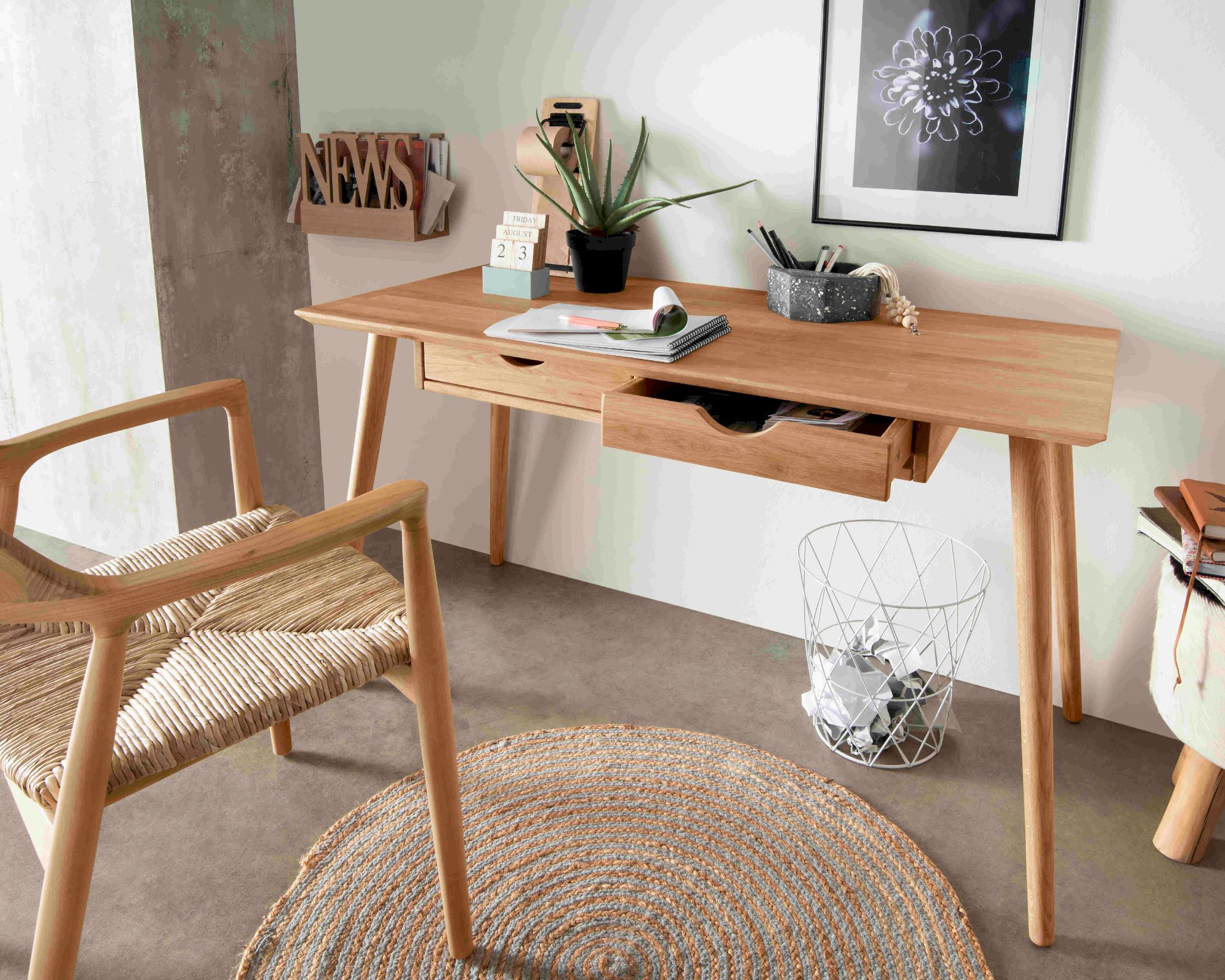 Massivholz »Verona« Schreibtisch Eiche