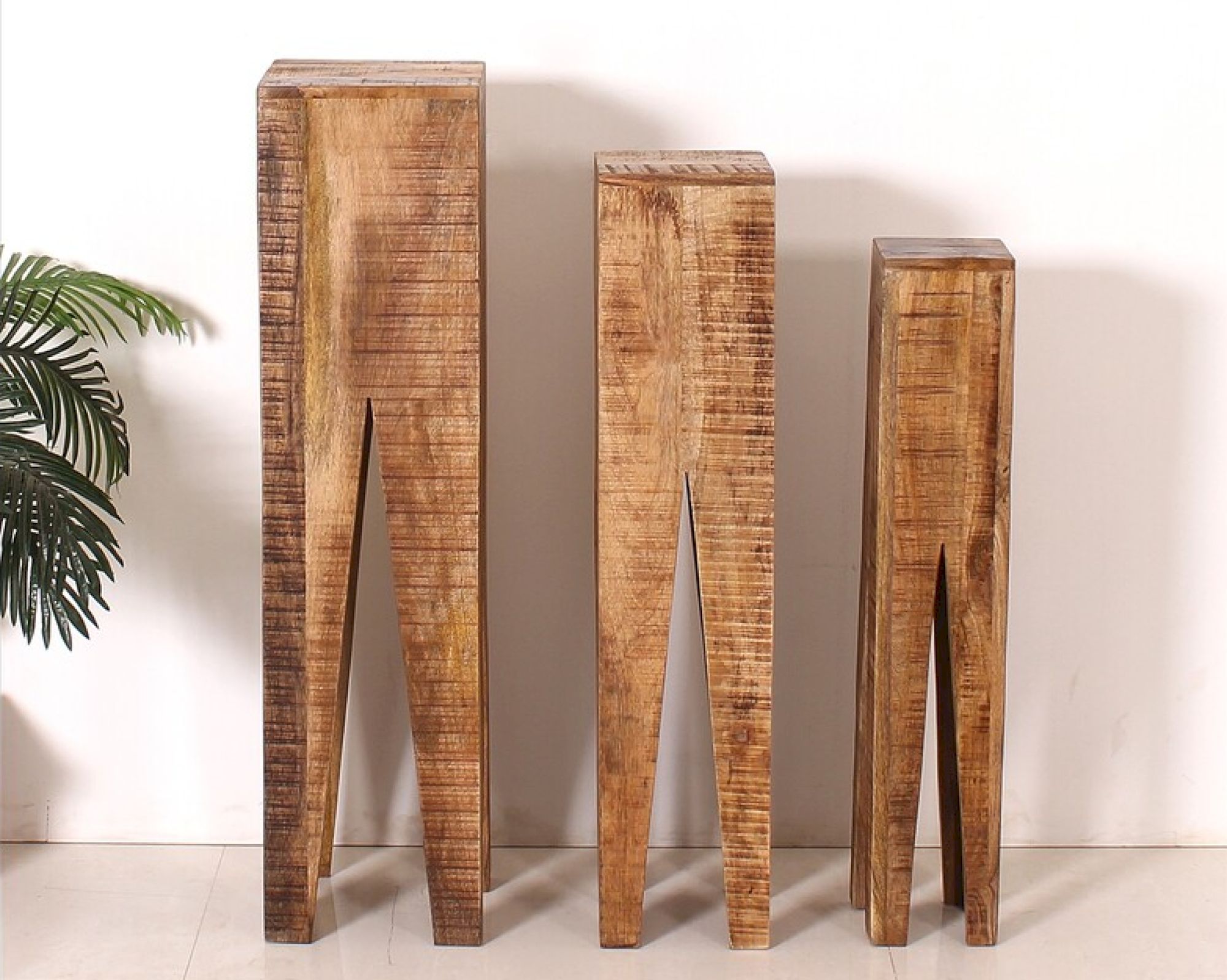 Möbilia »Riva« Blumenhocker 3er-Set / Mangoholz