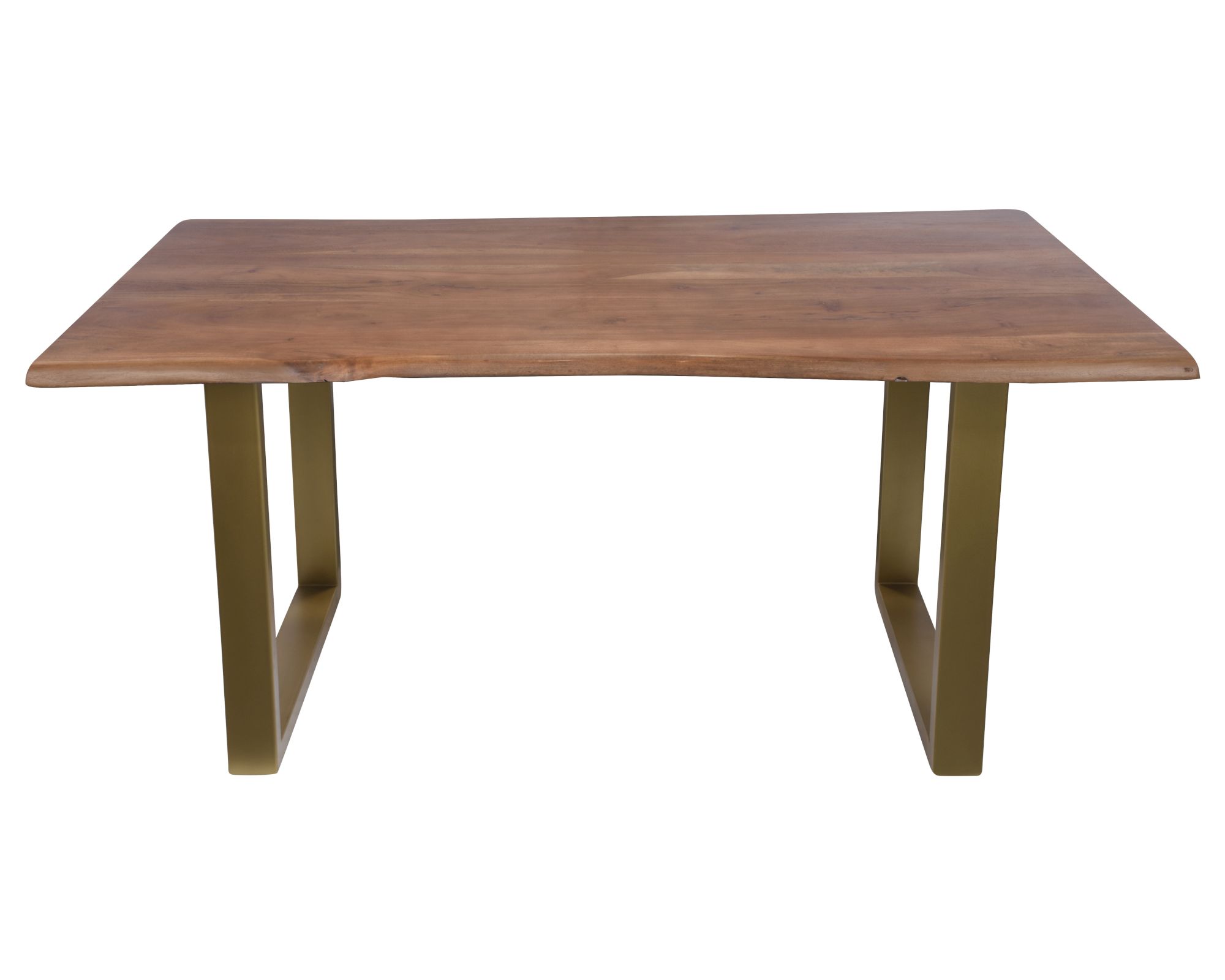 SIT Akazienholz Baumkante Esstisch 160x80 cm / Nussbaumfarbig / Metall messingfarbig