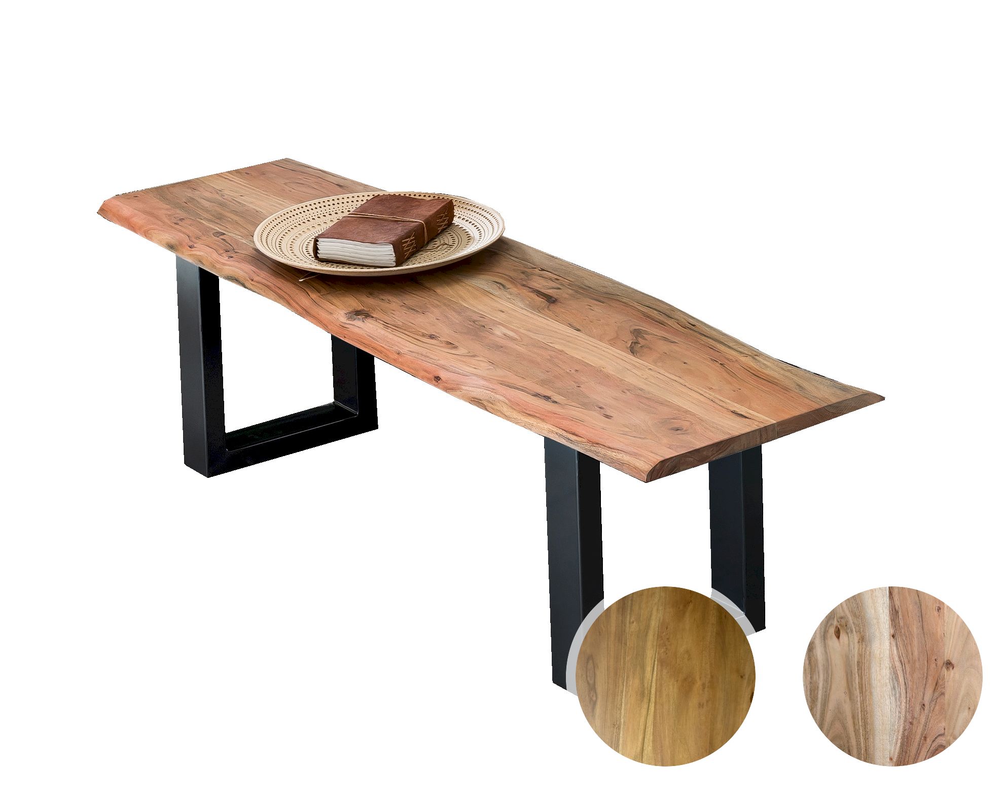 SIT Baumkante Massivholz Bank 26mm / Natur / schwarz