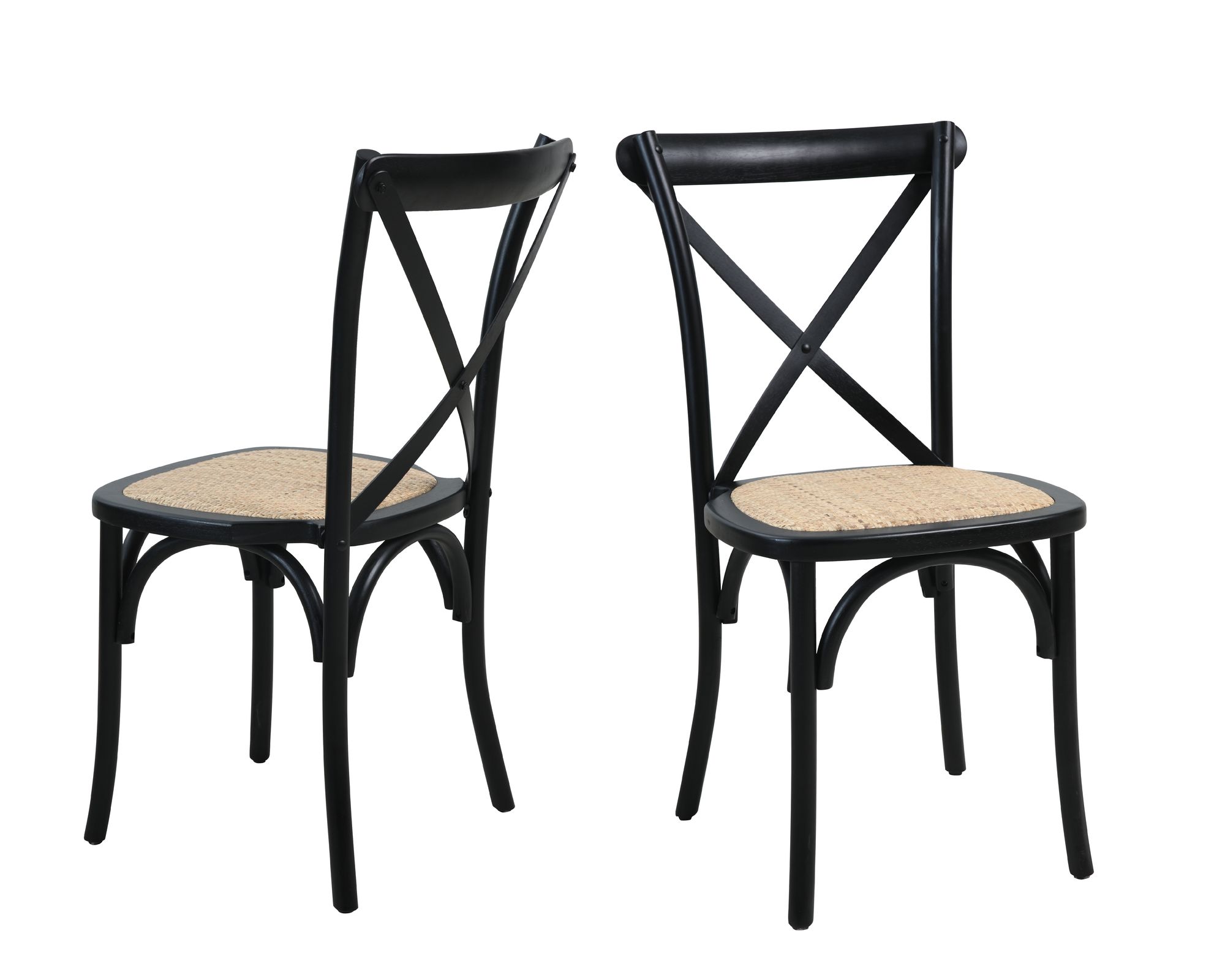 SIT »Ludwig« Rattan Stuhl 2er-Set schwarz 48x89x52 cm