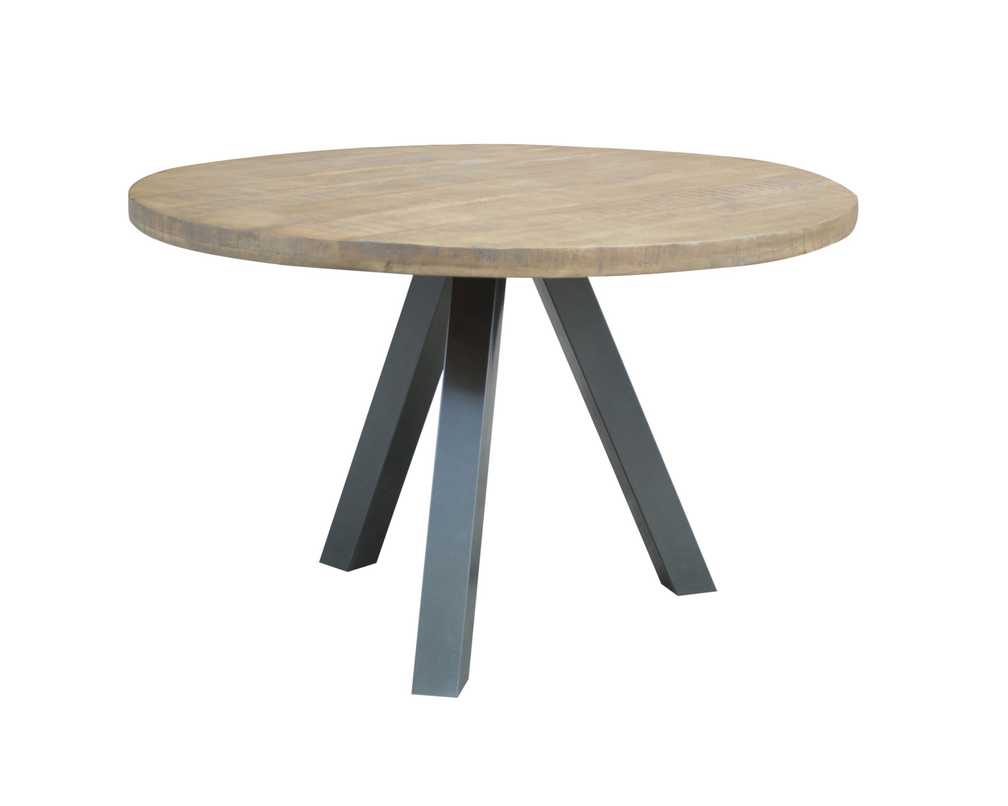 SIT Mangoholz Tisch - Rund 120x120x76 cm / grau / Metall antiksilber
