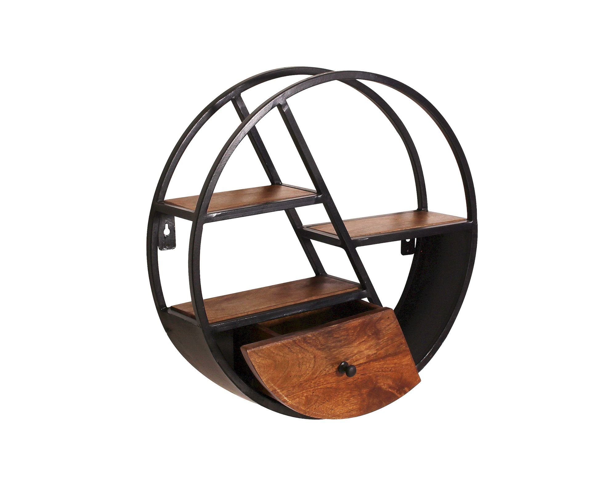 SIT »Panama« Wandregal rund mit Schublade Mangoholz