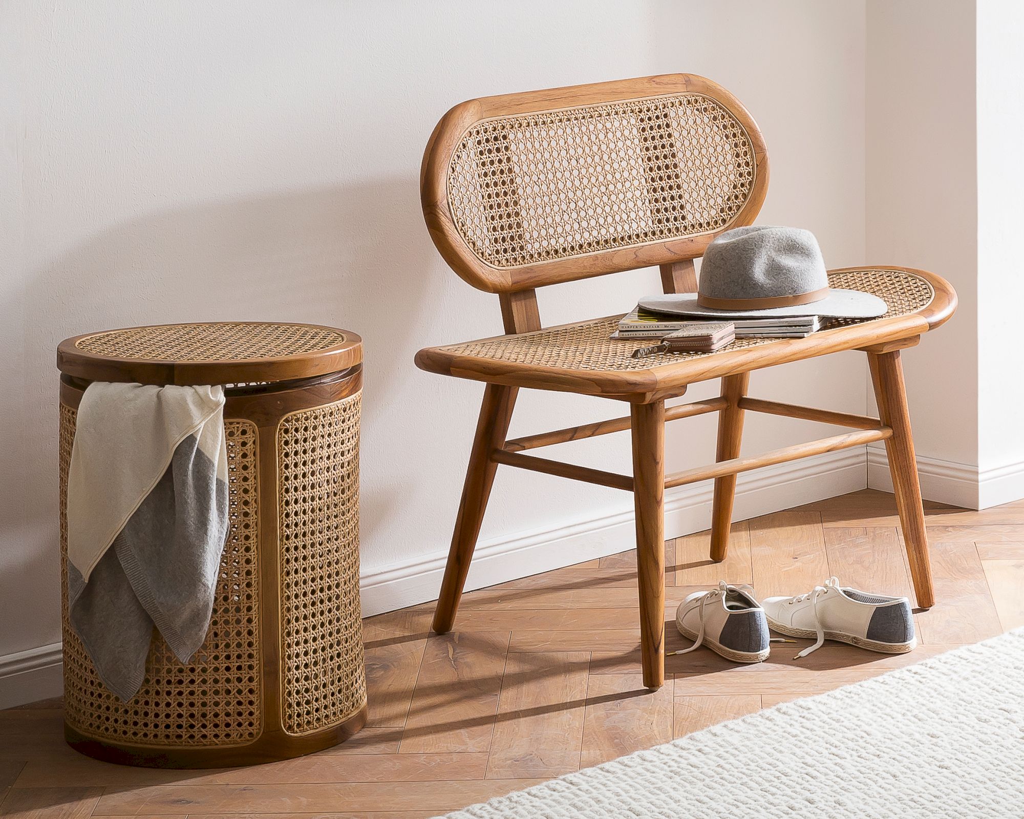 SIT Rattan Vintage Bank klein 95x80x50 cm