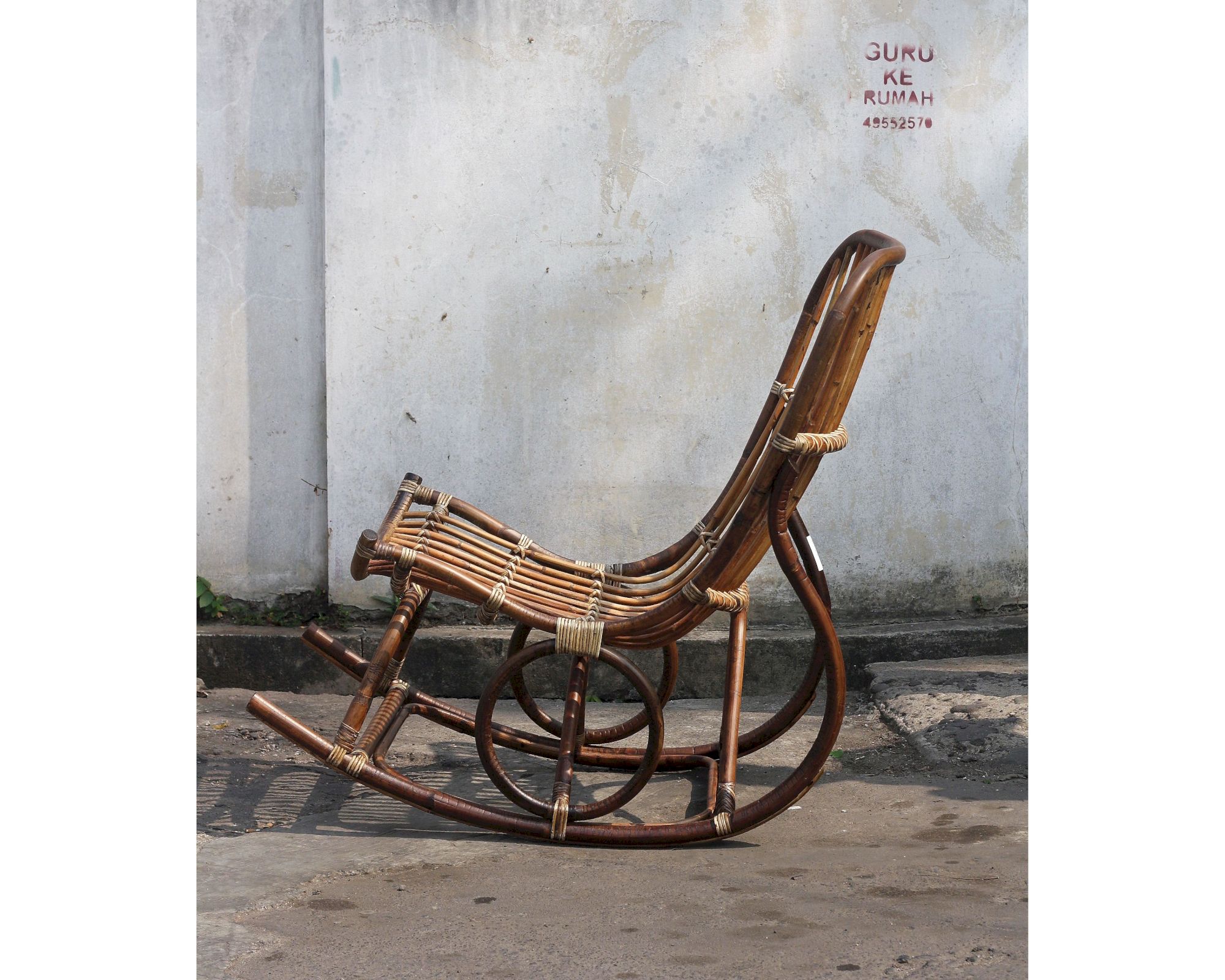 SIT Rattan Vintage Schaukelstuhl Rattan ungeschält