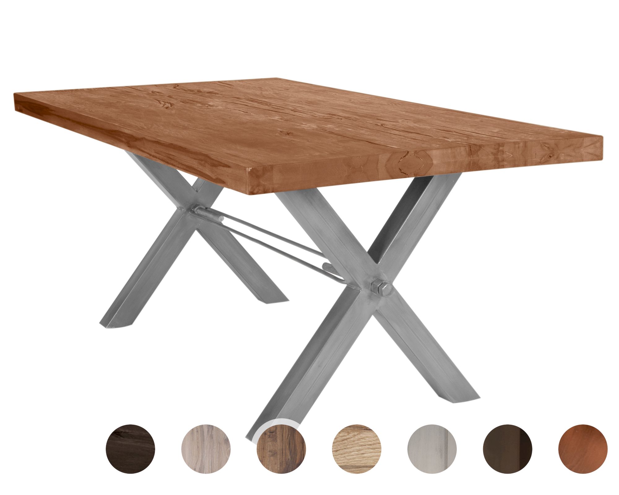 SIT Tops & Tables Esstisch Massivholz Edgy Natur geölt / 200x100 cm / Eisen antiksilber