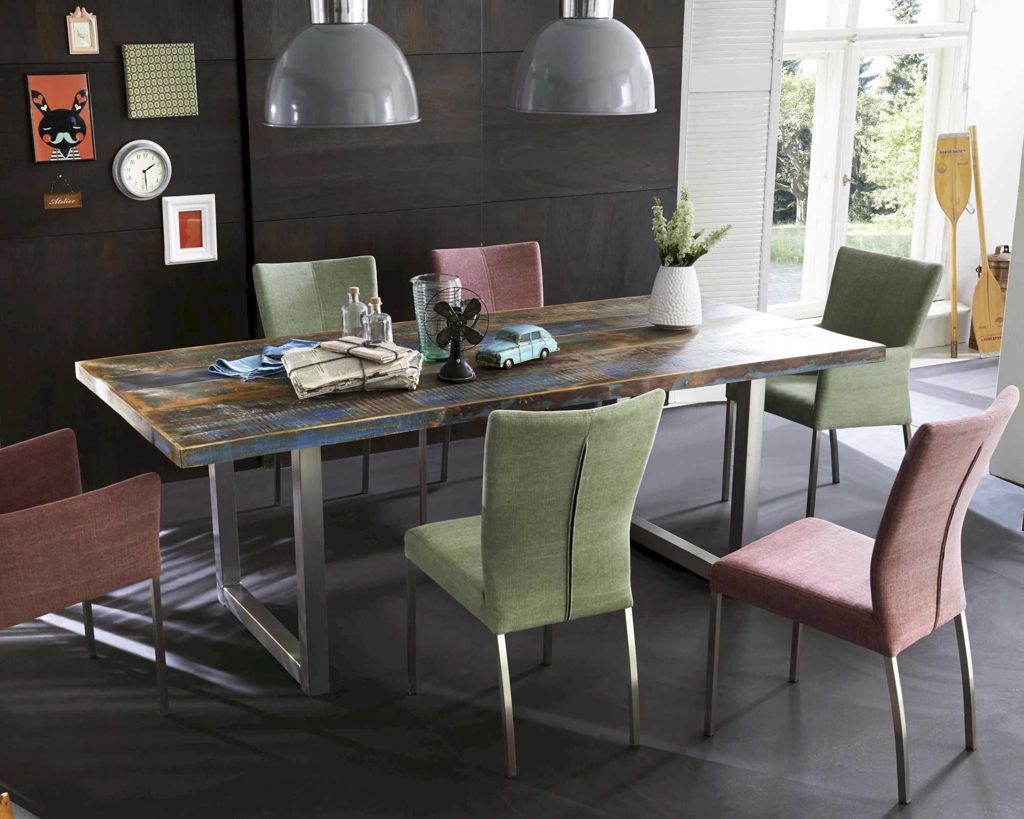 SIT Tops & Tables Esstisch Massivholz Retro 220x100 cm / Eisen antikschwarz