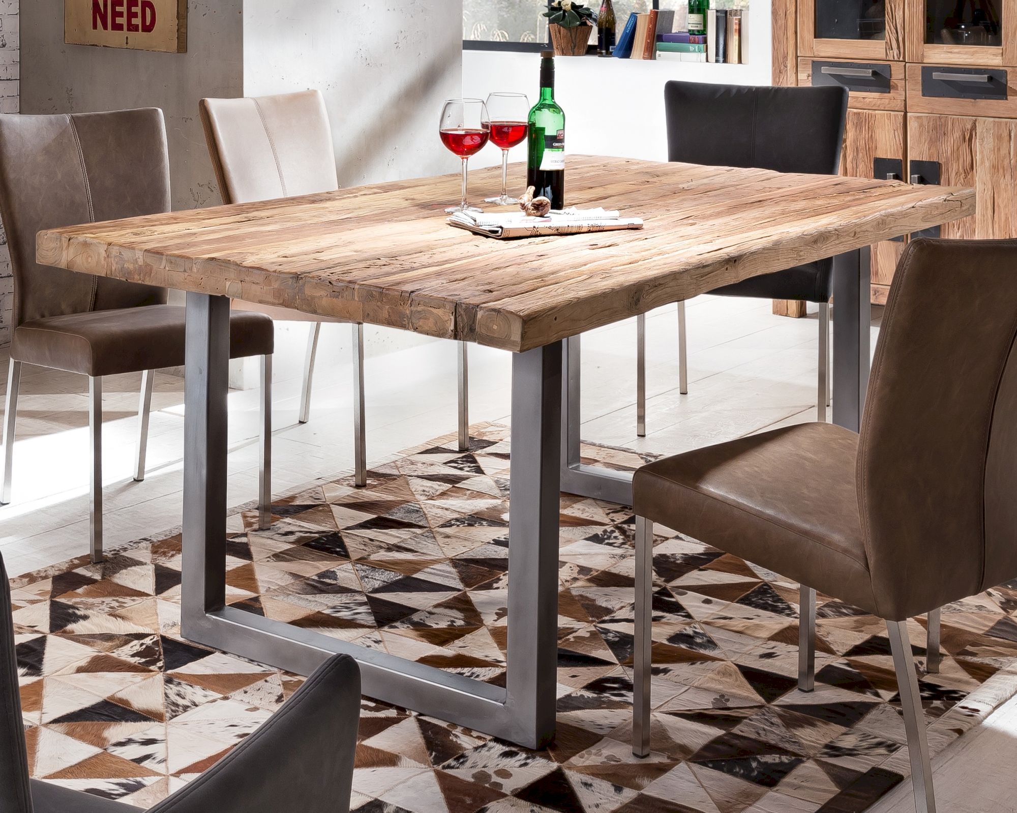 SIT Tops & Tables Esstisch Massivholz Teak 220x100 cm / Eisen antikbraun