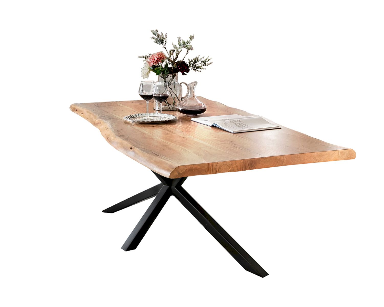 SIT Tops & Tables Massivholz Esstisch Futura 200x100 cm / Eisen antikschwarz / 3,6 cm