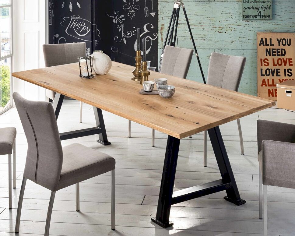 SIT Tops & Tables »Virginia« Wildeiche Massivholz Esstisch 240x100 cm / Eisen antikbraun