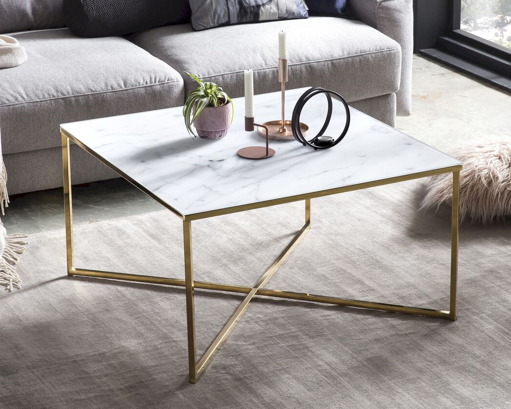 SalesFever »Almira« Couchtisch Marmor-Optik weiß / gold