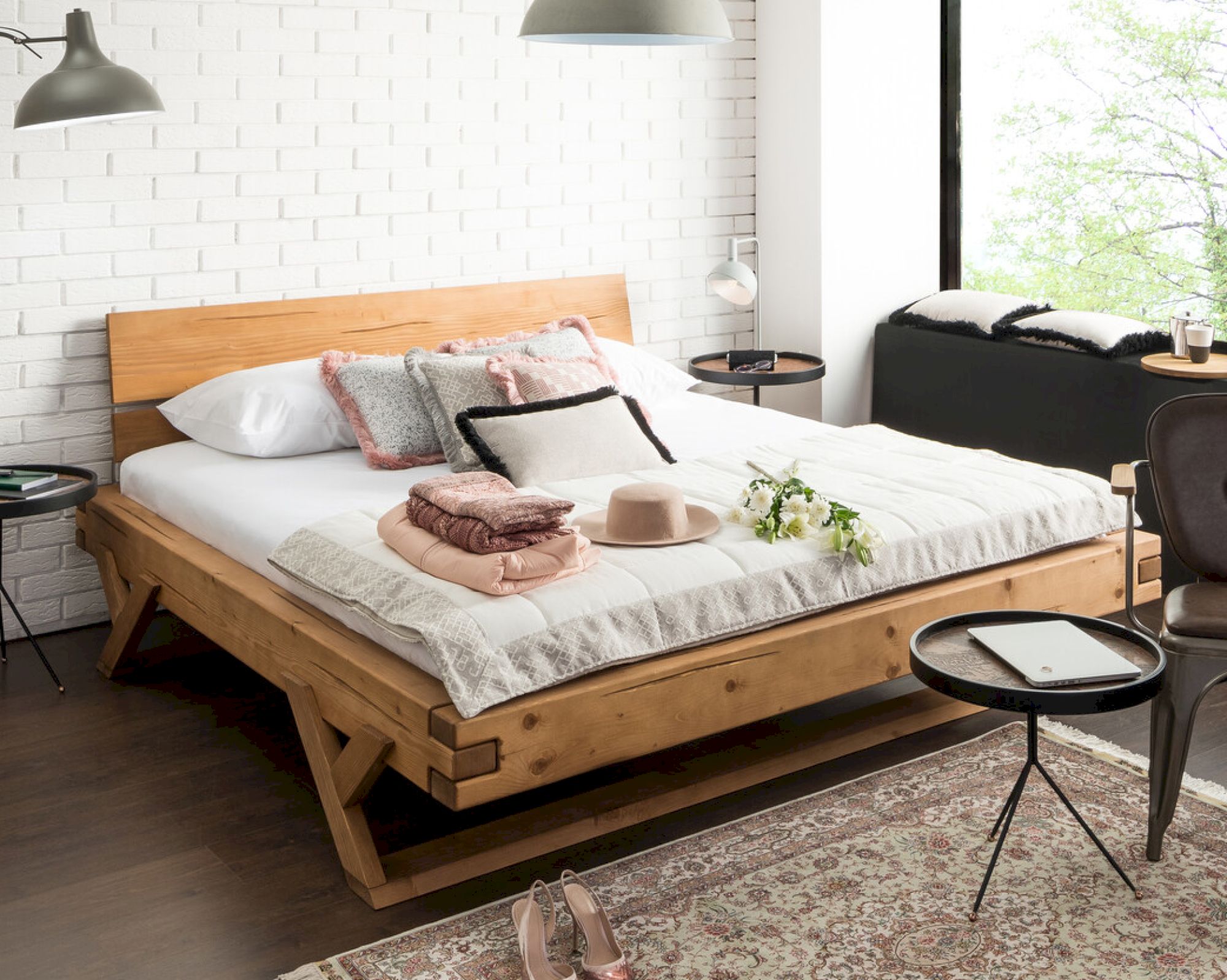 SalesFever »Alpen« Massivholz Balkenbett Fichte 140x200 cm