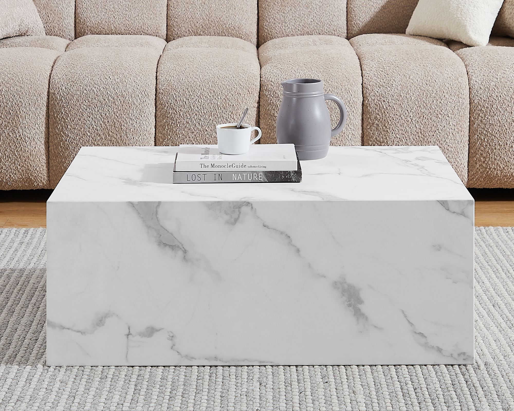 SalesFever »Aston« Couchtisch Marmoroptik weiß 90x35x60 cm