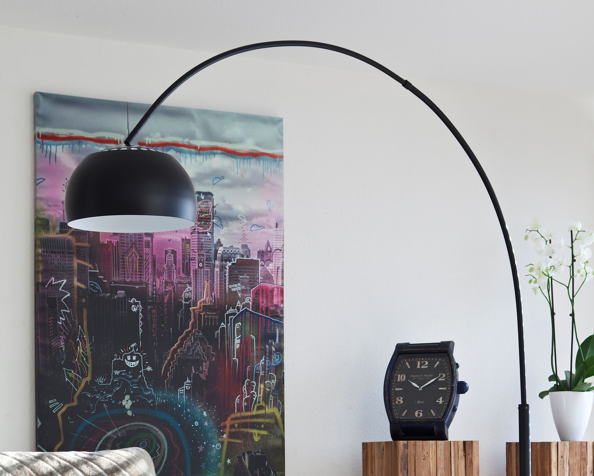 SalesFever »Big Deal« Bogenlampe schwarz mit Dimmer