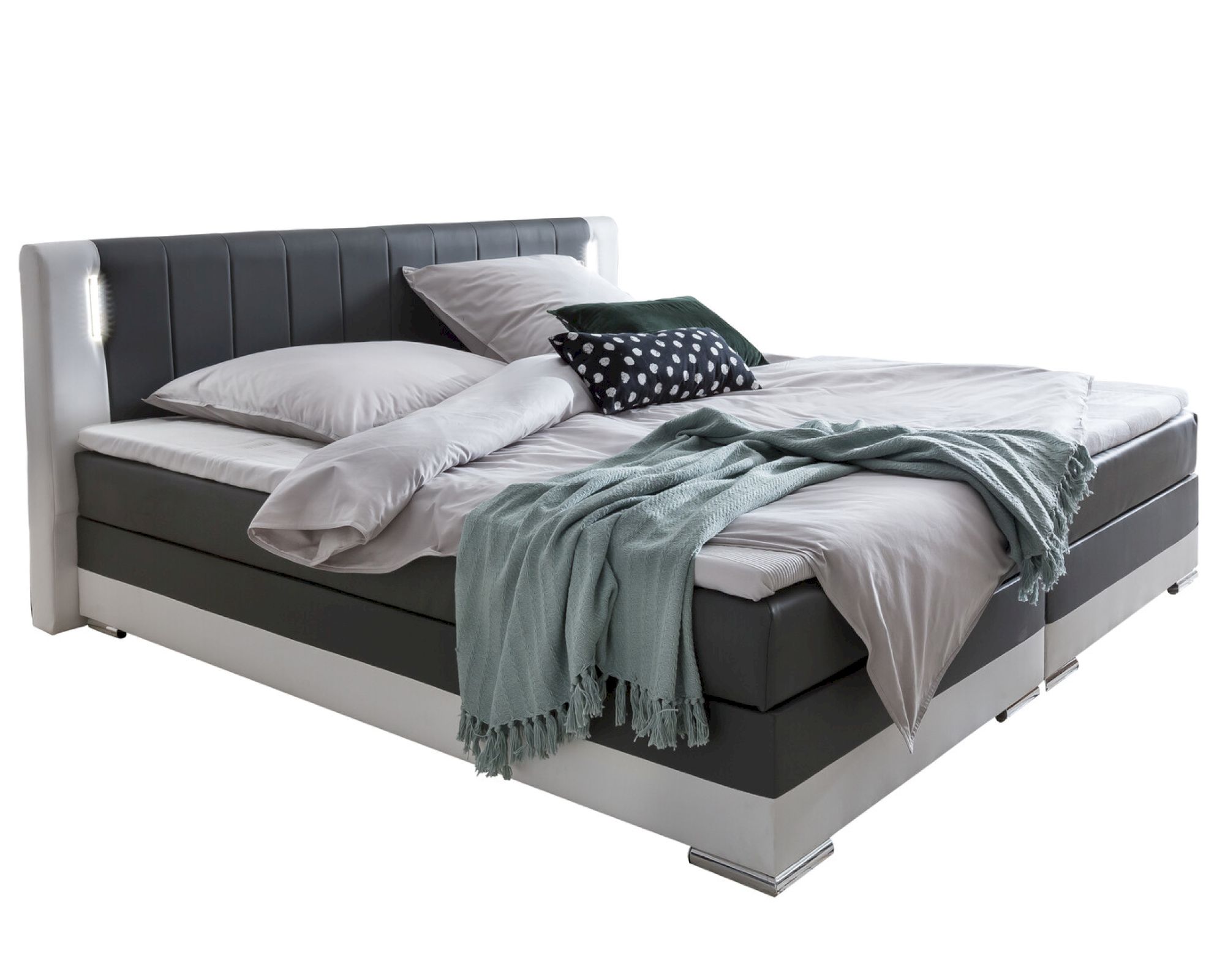 SalesFever »Brooklyn« Boxspringbett grau/weiß 180x200 cm