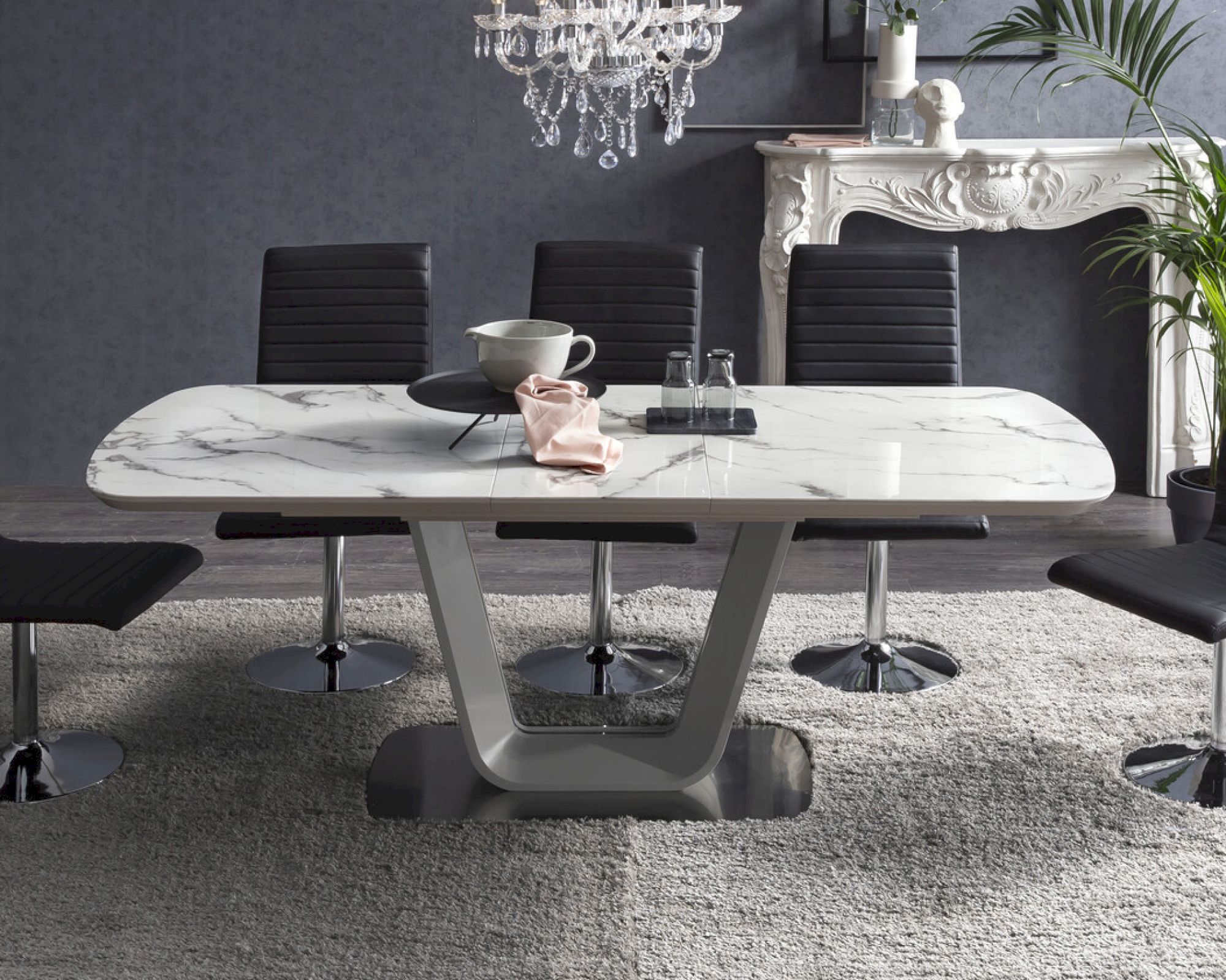 SalesFever »Devin« Esstisch Marmor-Optik 160/200x90 cm
