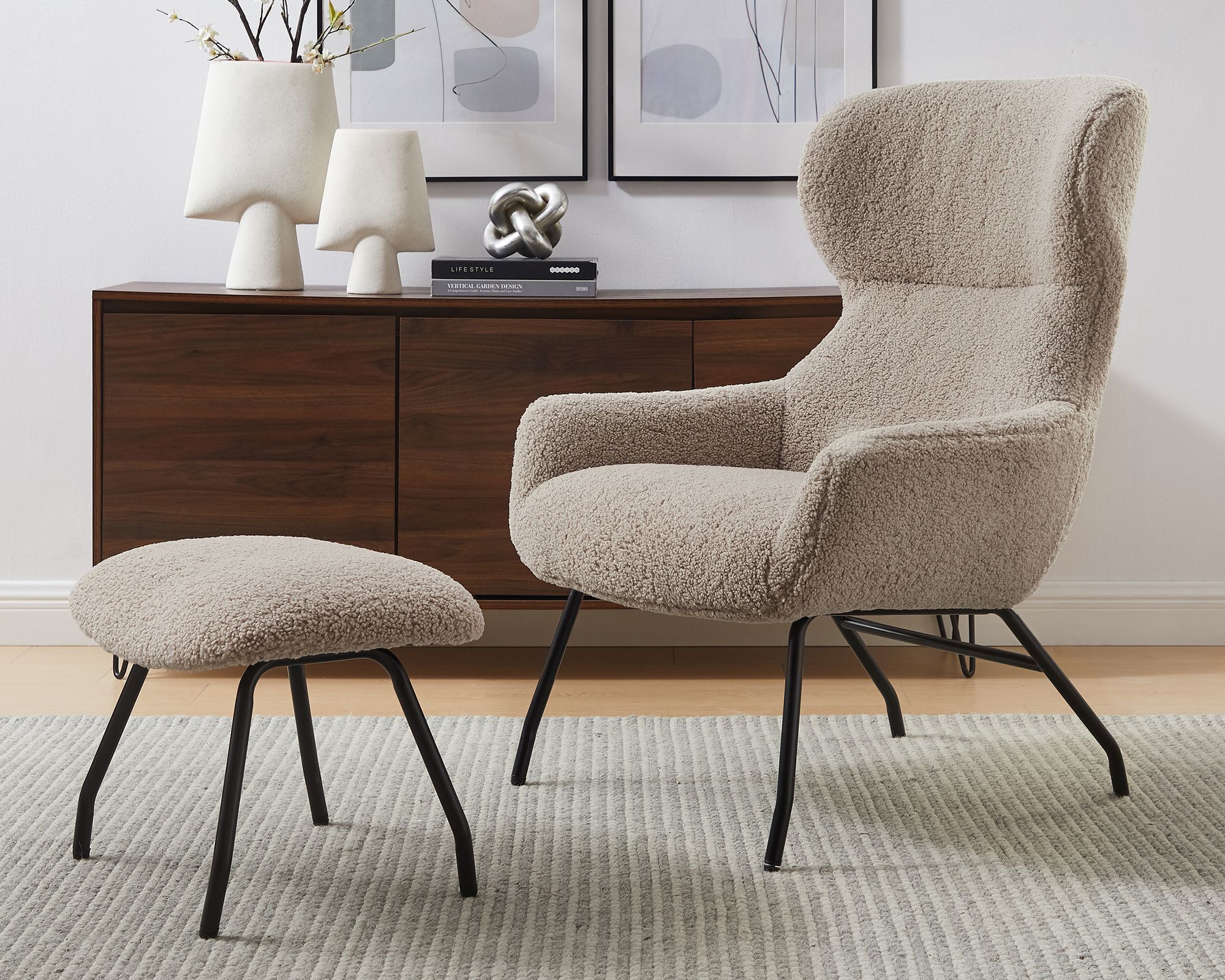 SalesFever »Eloise« Sessel mit Hocker taupe 79x103x82 cm