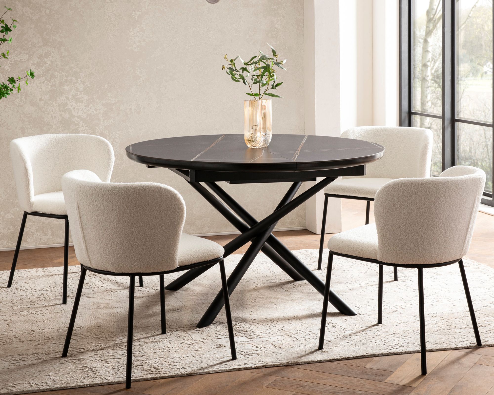 SalesFever »Florence« Esstisch mit Ausziehfunktion schwarz 120x76x120 cm