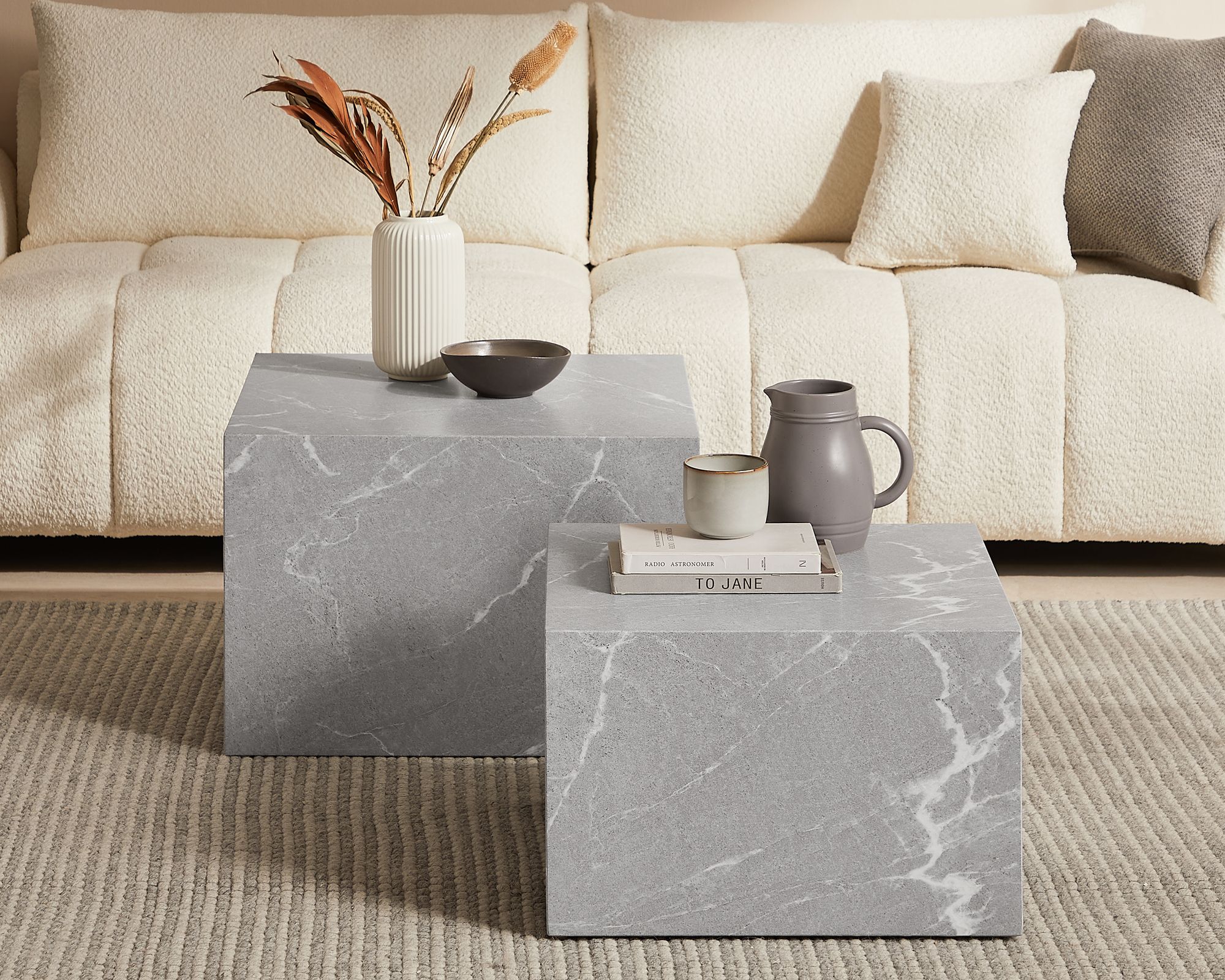 SalesFever »Harlow« Couchtisch 2er-Set Marmoroptik grau MDF Oberfläche