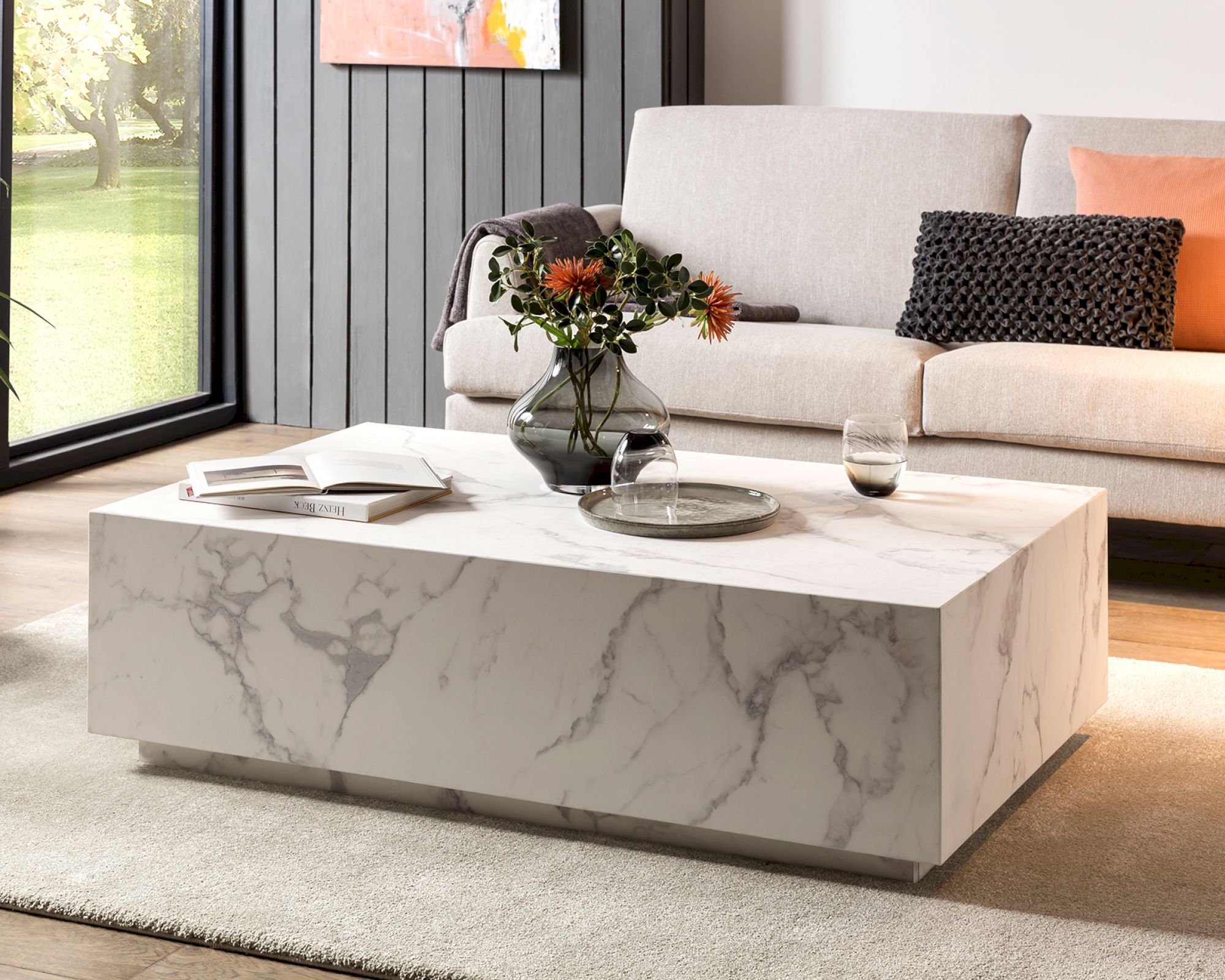 SalesFever »Jacey« Couchtisch Marmoroptik weiß 120x35x75 cm