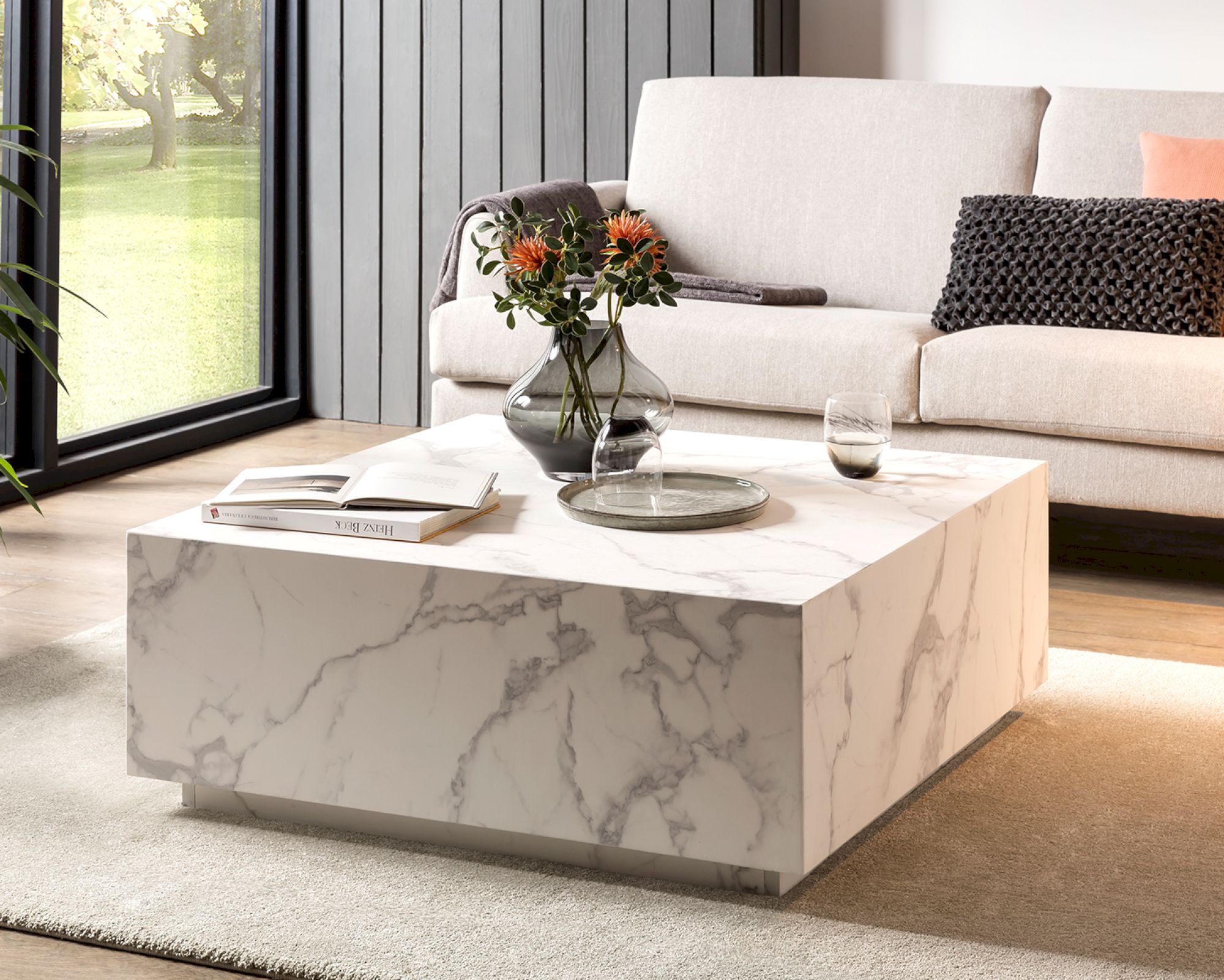 SalesFever »Jaxon« Couchtisch Marmoroptik weiß 90x35x90 cm