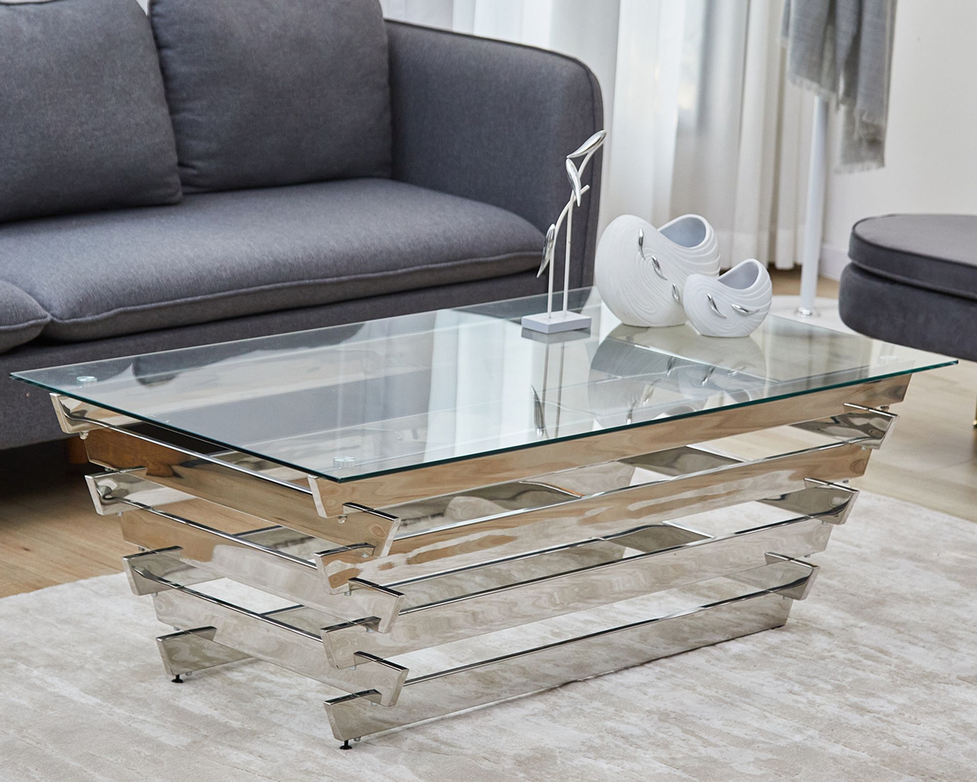 SalesFever »Kaida« Couchtisch silber 130x45x70 cm