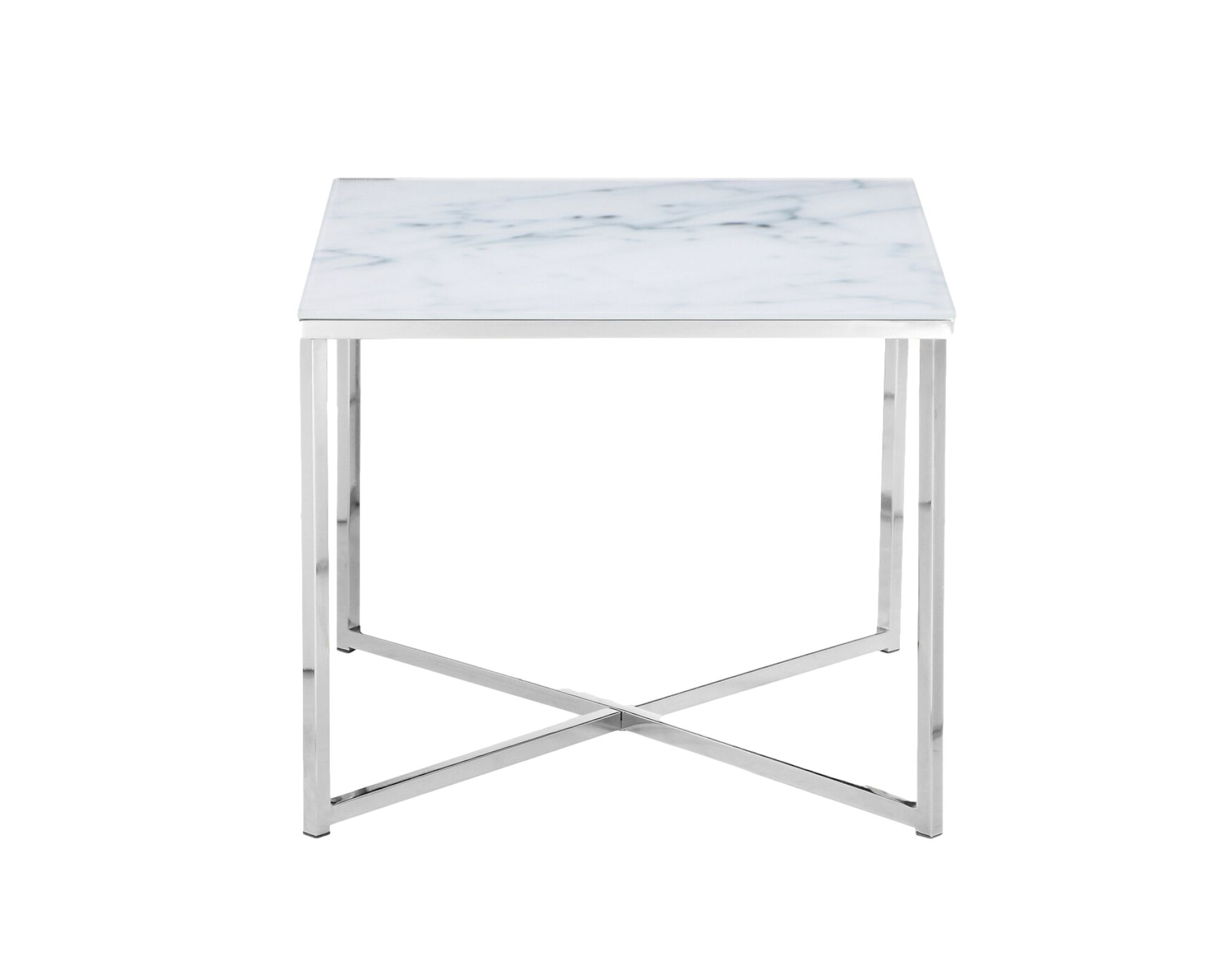 SalesFever »Marmara« Beistelltisch Marmor-Optik weiß/chrom 50 x 42 x 50 cm