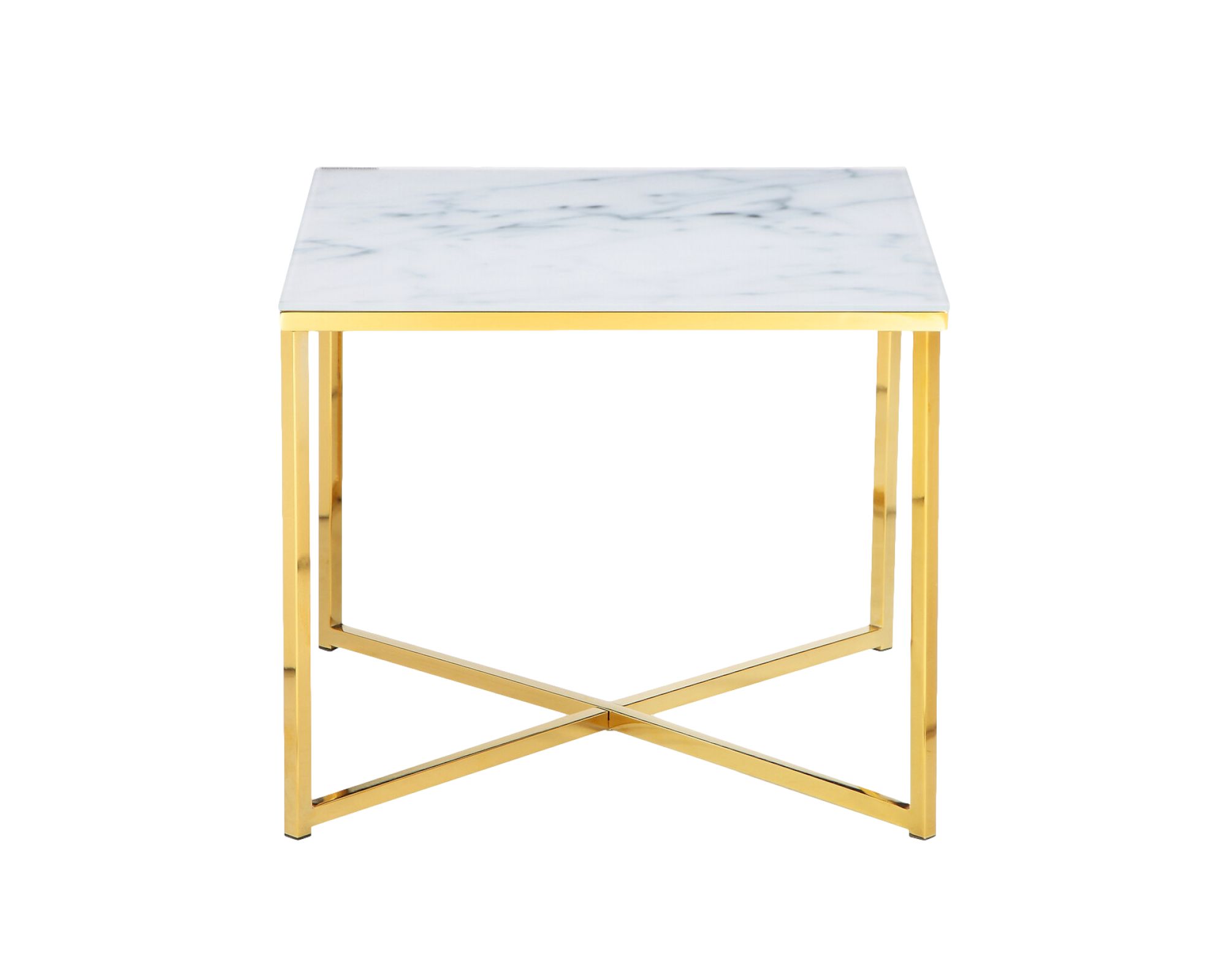 SalesFever »Marmara« Beistelltisch Marmor-Optik weiß/gold 50 x 42 x 50 cm