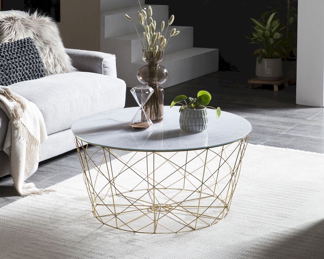 SalesFever »May« Couchtisch Marmor-Optik weiß / chrom