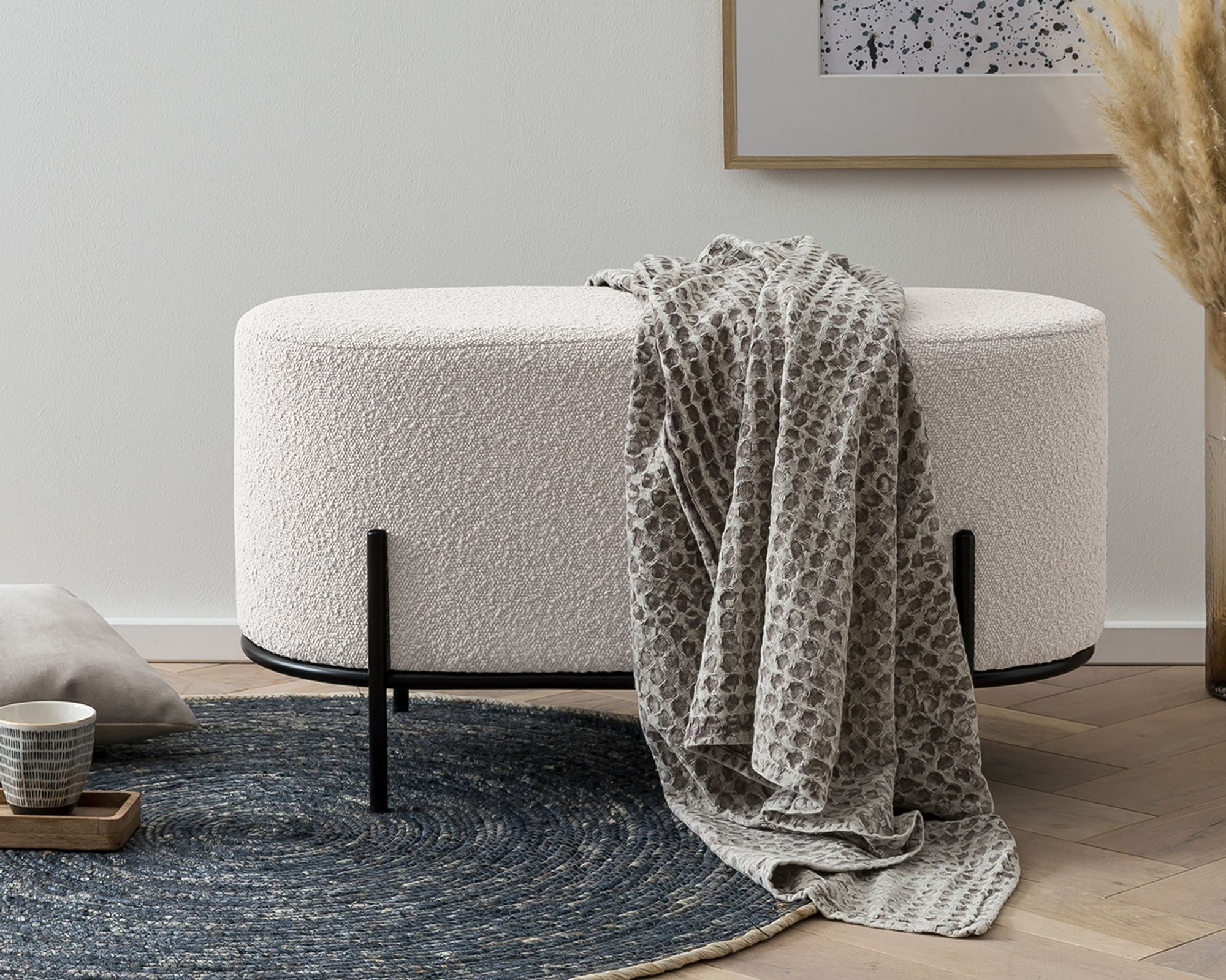 SalesFever »Ottie« Sitzpouf Bouclé Weiß