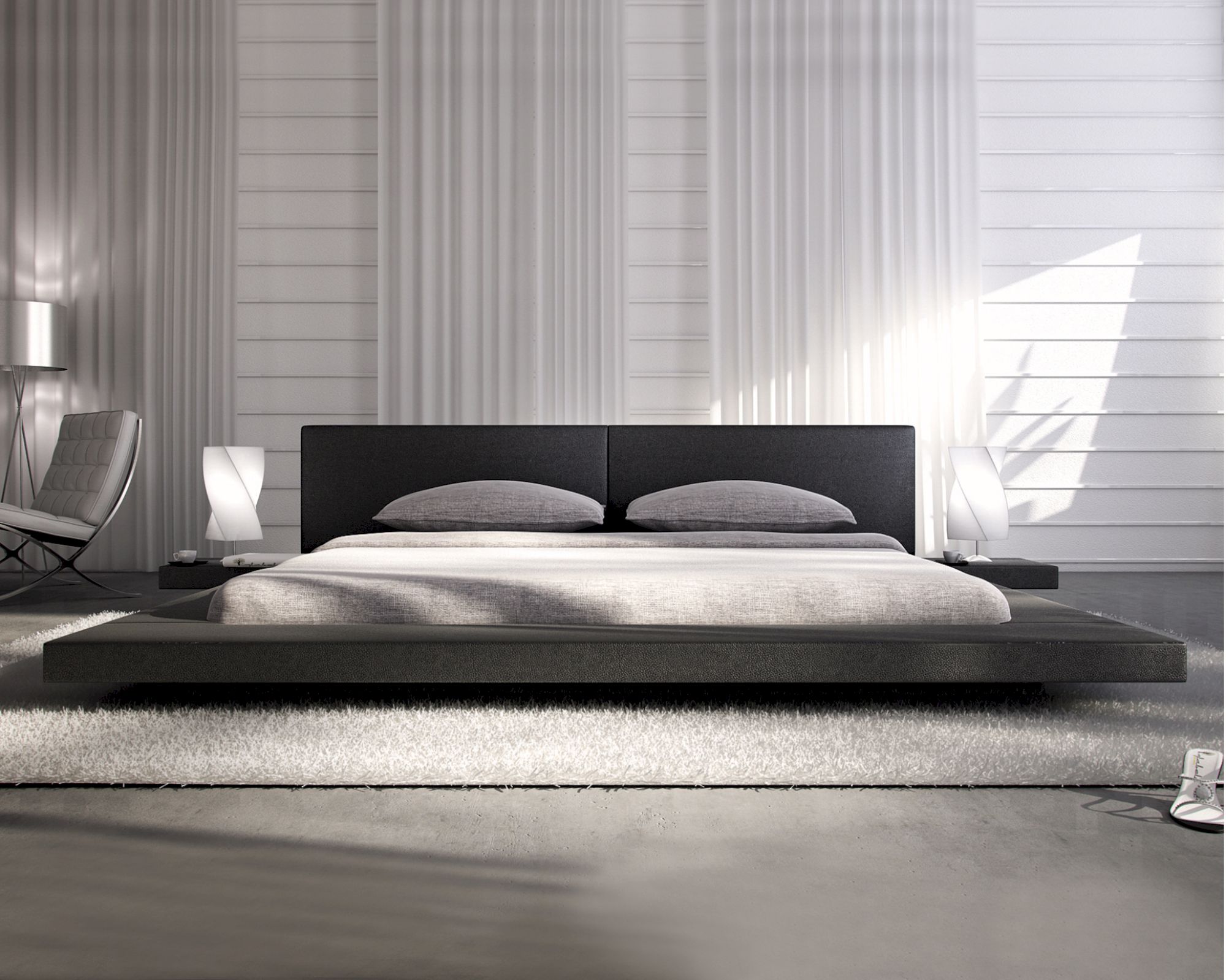 SalesFever »Pearl« Polsterbett schwarz mit LED 140x200 cm