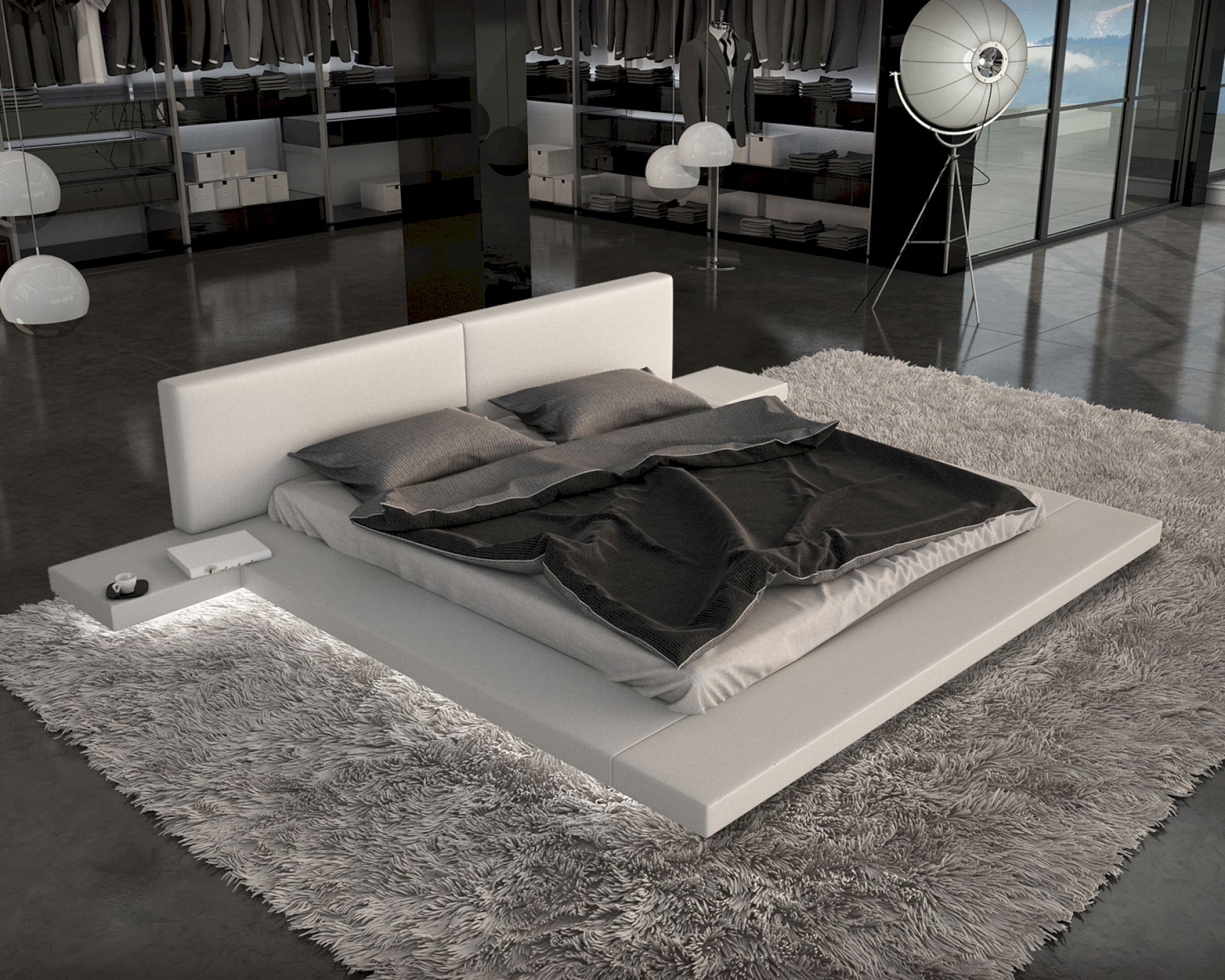 SalesFever »Pearl« Polsterbett weiß mit LED 140x200 cm