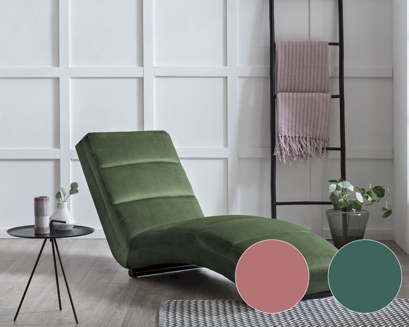 SalesFever »Sento« Relaxliege Samt Chaiselongue rose