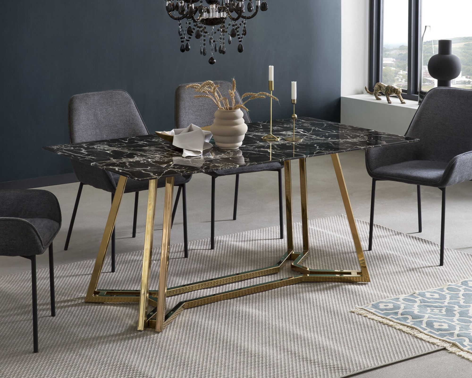 Salesfever »Nobile« Esstisch schwarz/gold 160x90 cm