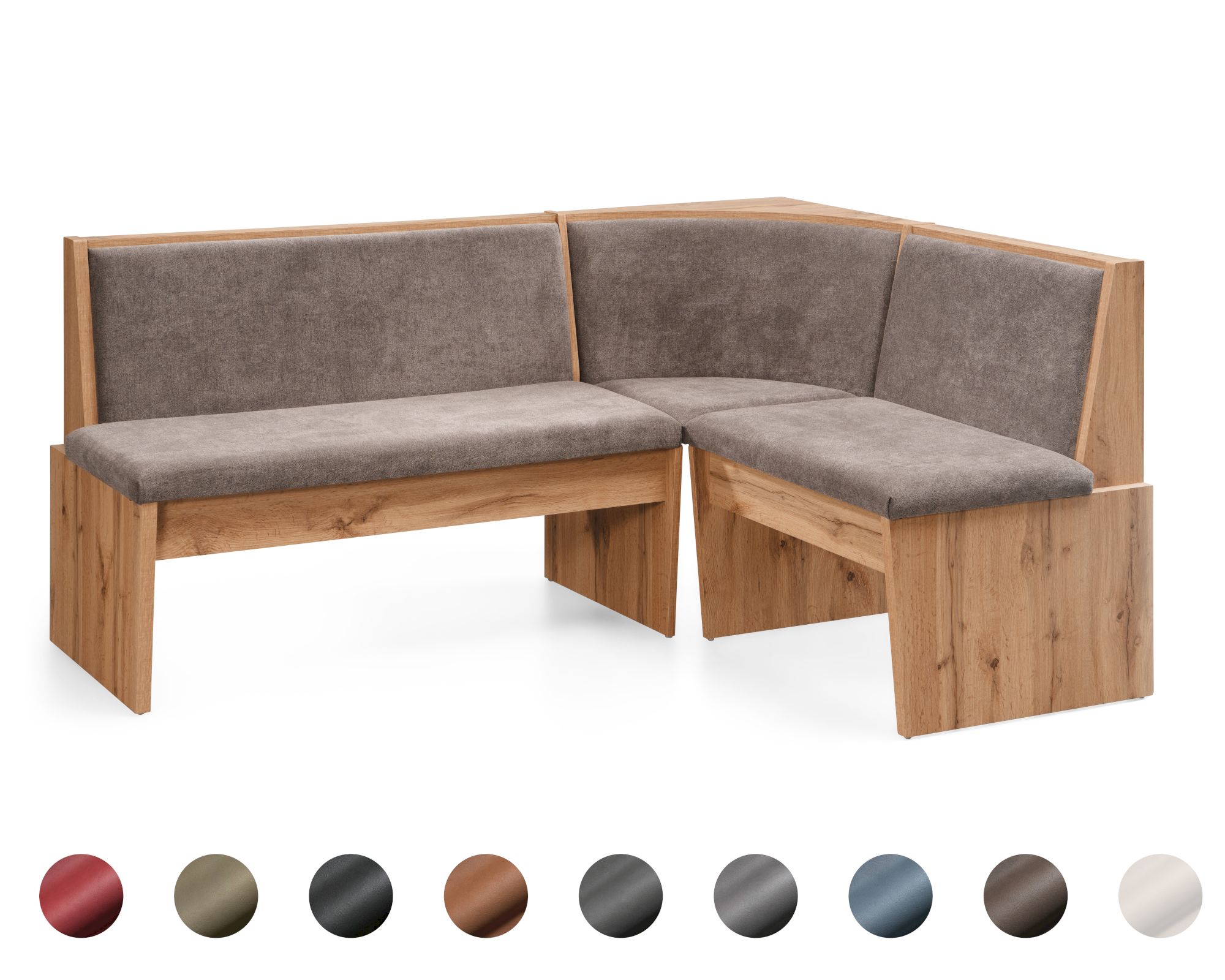 Schösswender »Inka« Eckbank 157x197 cm / Gavin 10 hellgrau / offen / Rundecke / Artisan Oak Dekor