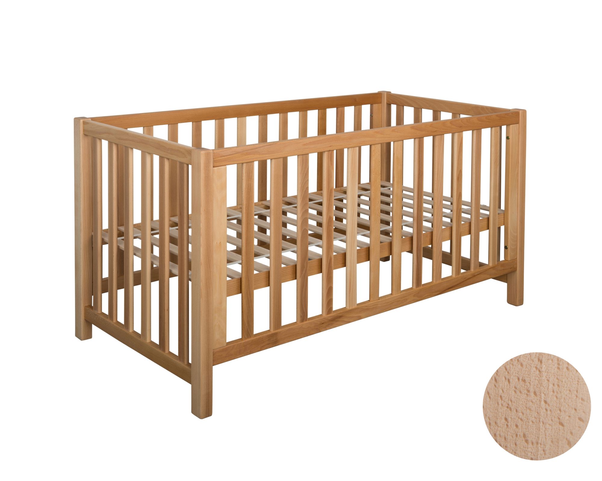Schwarzwald Massivholz »Lina« Babybett 70x140 cm / Buche weiss